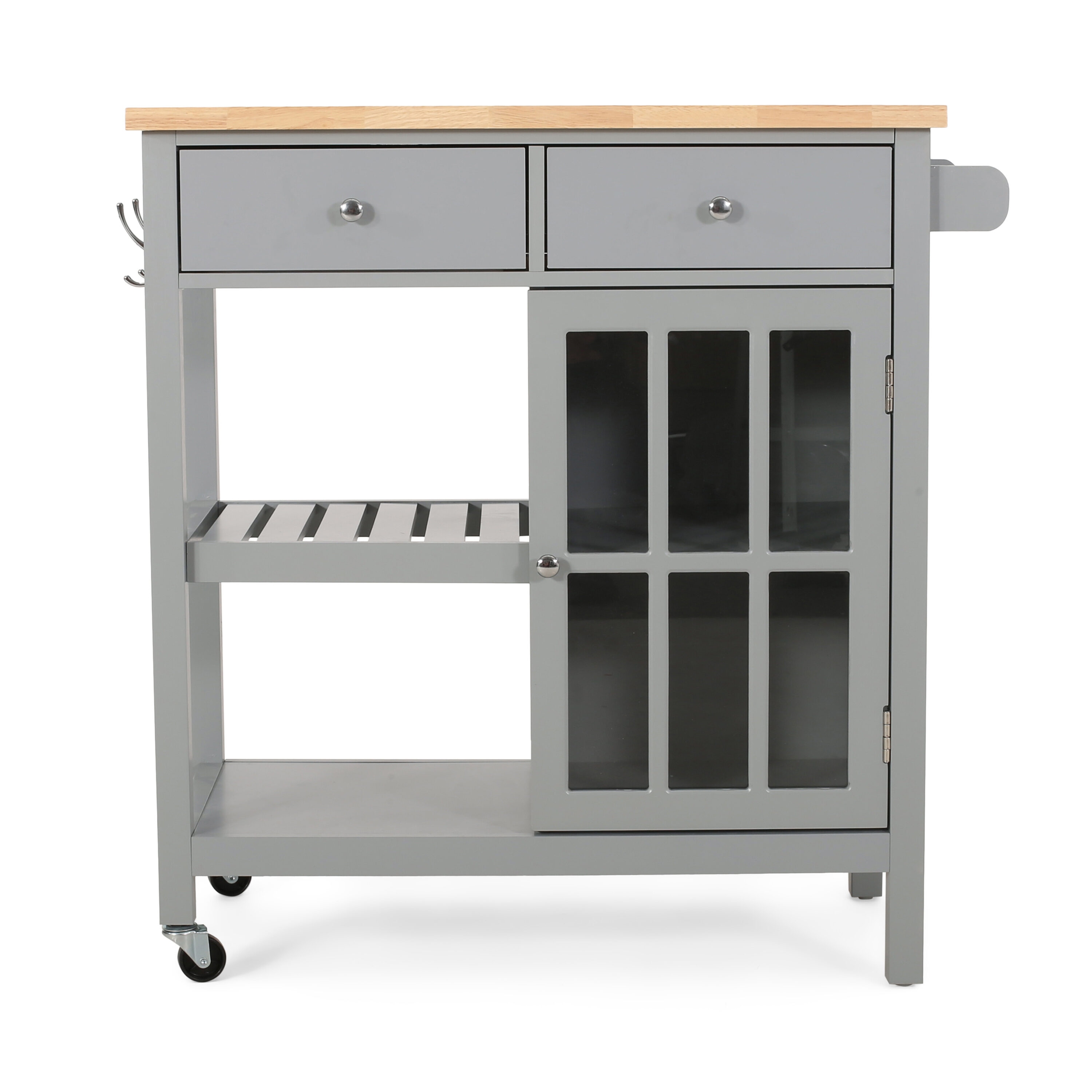 Best Selling Home Decor Gray Mdf Base with Wood Top Rolling Kitchen Cart (17.15-in x 34.15-in x 34.75-in)
