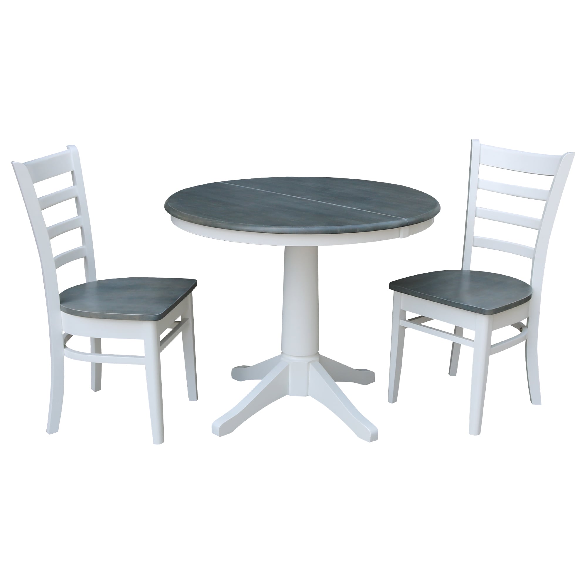 International Concepts K05-36RXT-27B-C617-2 White/heather gray Traditional Dining Room Set with Round Table ( Seats 4 )