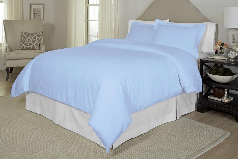 Pointehaven 300PDVT-FQBL 300 Thread Count 100 Printed Cotton Duvet Set 3 -Piece Blue Full/Queen Duvet cover Set