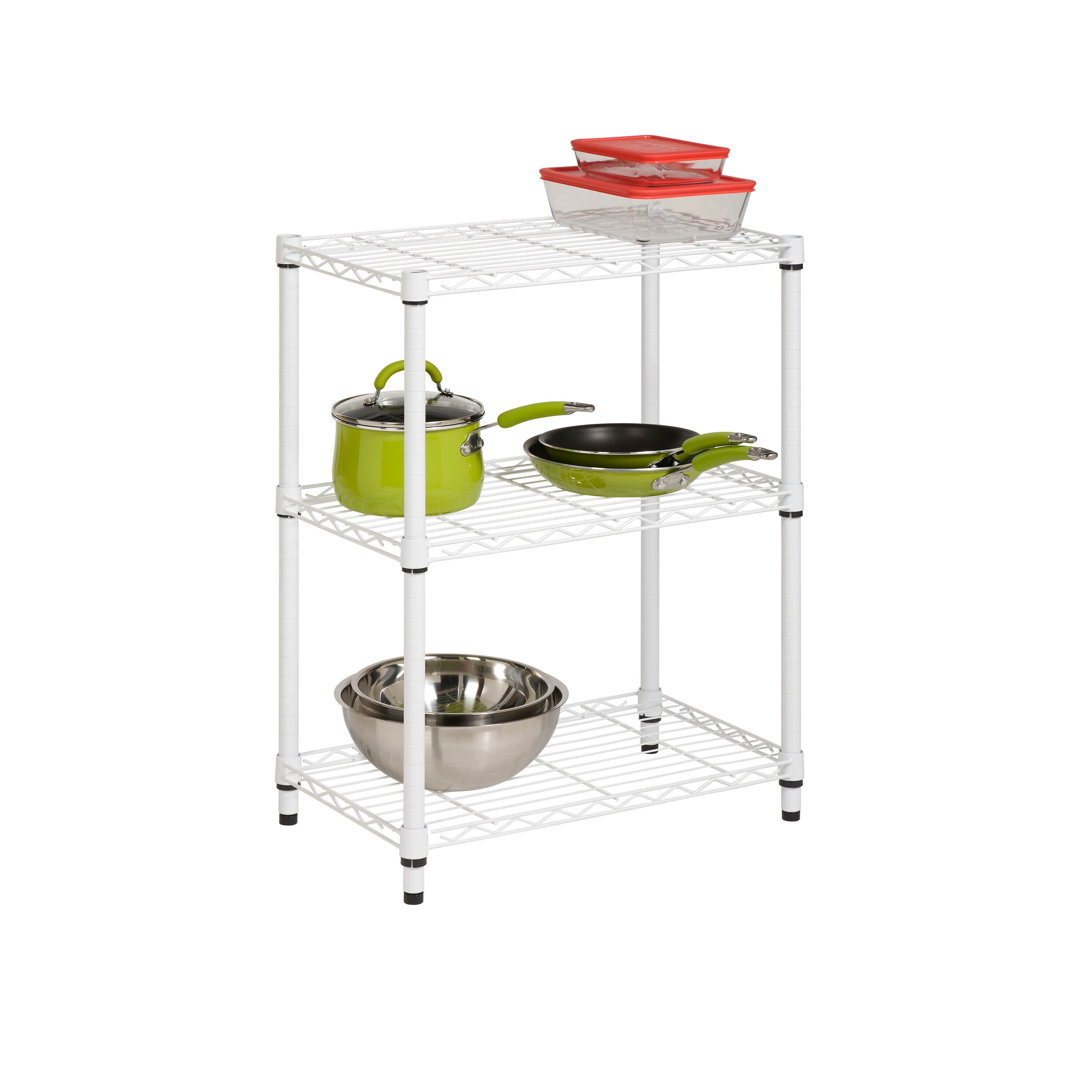 Heavy Duty Adjustable 3-Tier Steel Shelving Unit, White