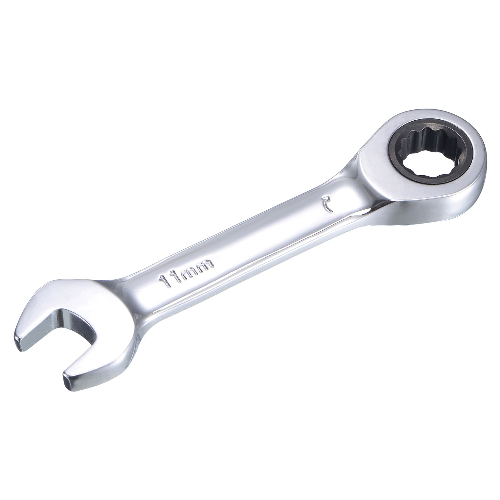 Unique Bargains 11mm Stubby Ratcheting Combination Wrench Metric 72 Teeth 12 Point Box Ended Tools CR-V #S26050902UX9941