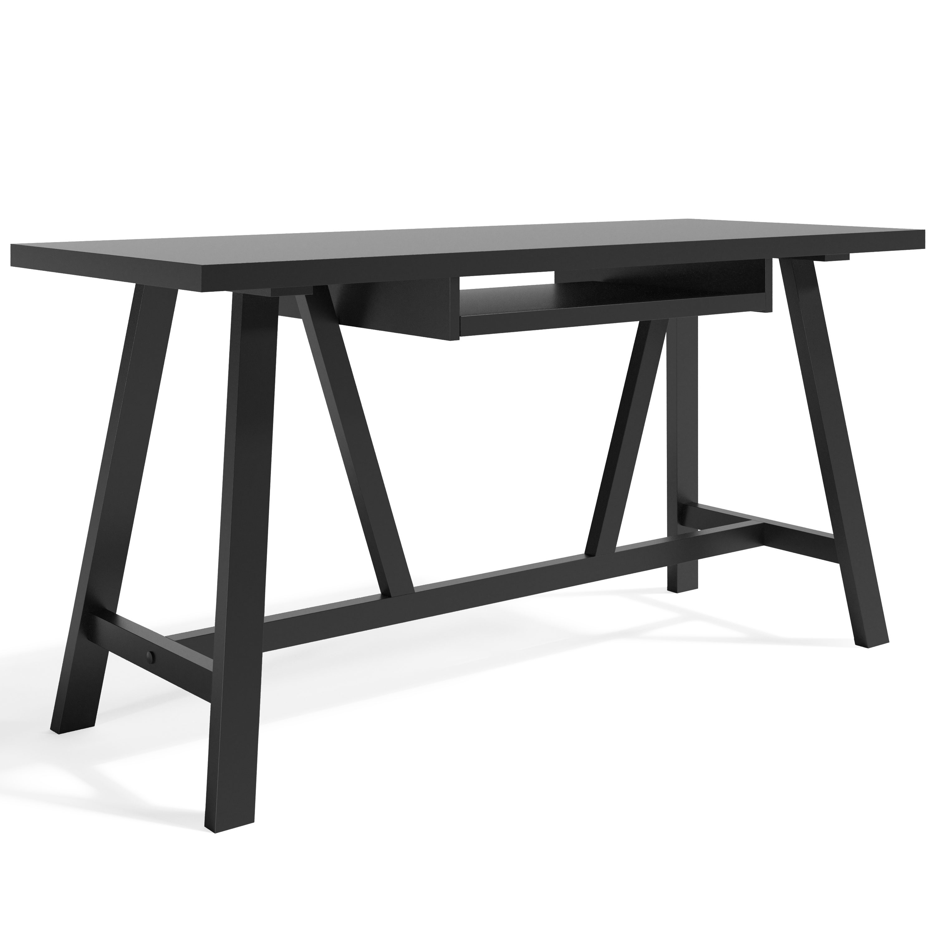 Simpli Home AXCDLN-08BL Dylan 60-in Black Modern/Contemporary Pine Computer Desk