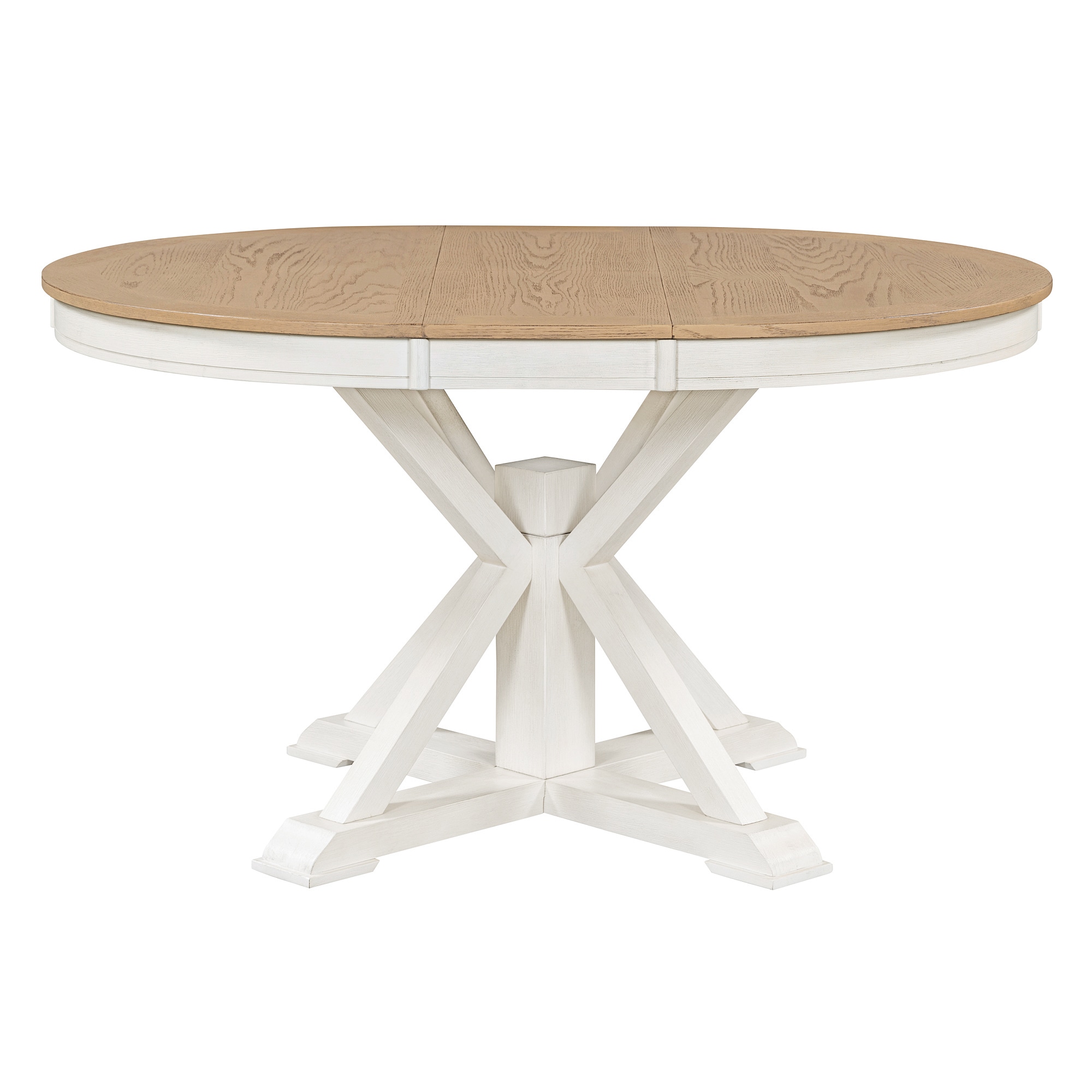 ModernLuxe WF298829AAD Retro Functional Extendable Dining Table with a 12inch Leaf for Dining Room and Living Room Oak Natural Wood  Off White
