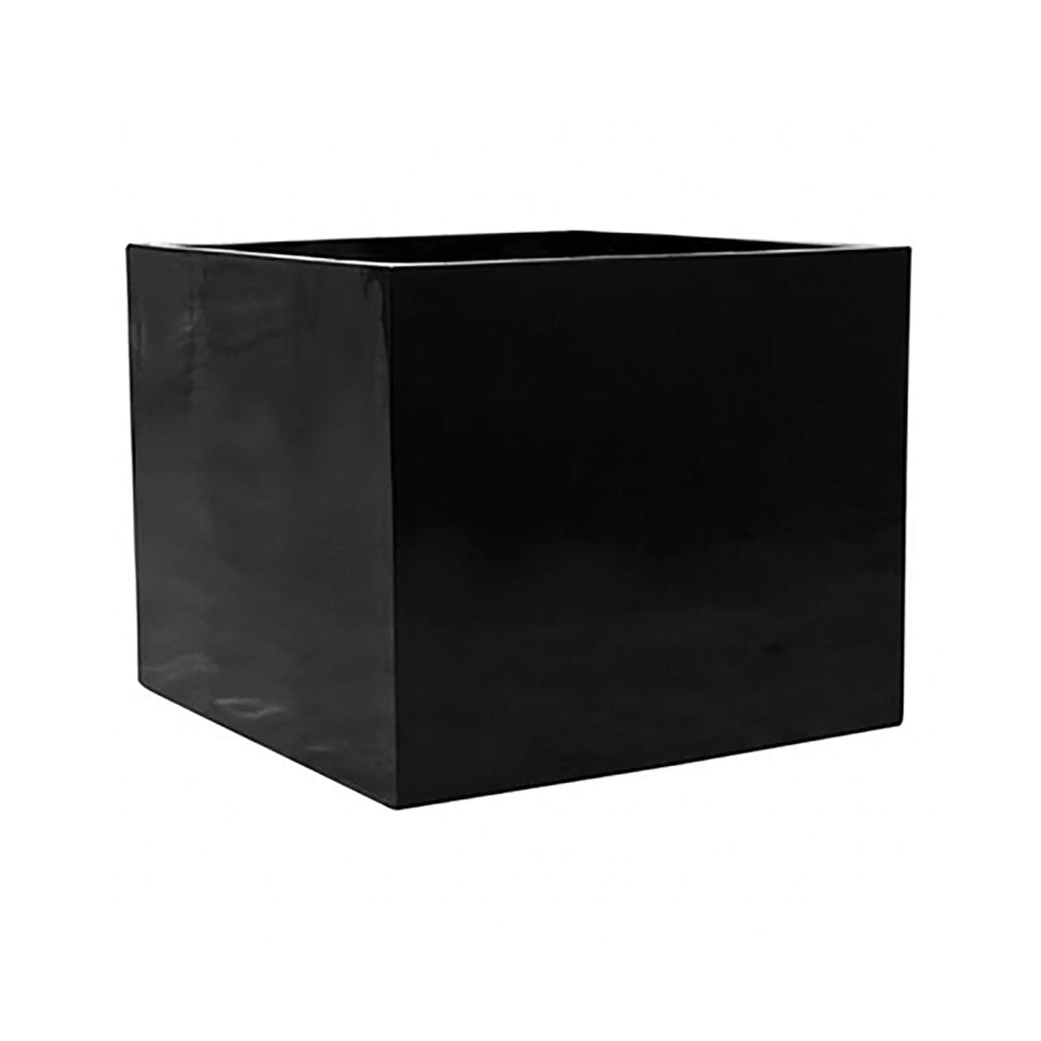 Vasesource CUBE252828BL Square 24.0-in W Small Black Mixed/Composite Indoor/Outdoor Planter