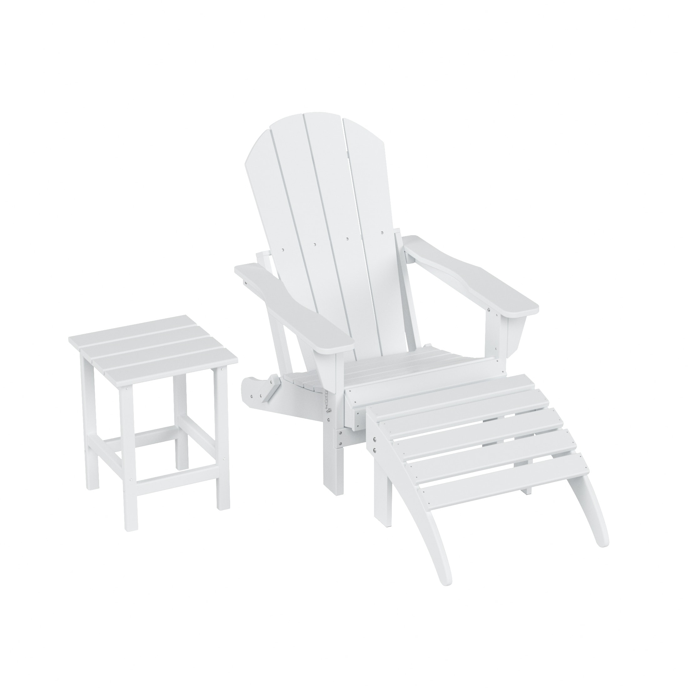 Westin Furniture 2001AOC-WH Laguna White HDPE Frame Stationary Adirondack Chair with Slat Seat