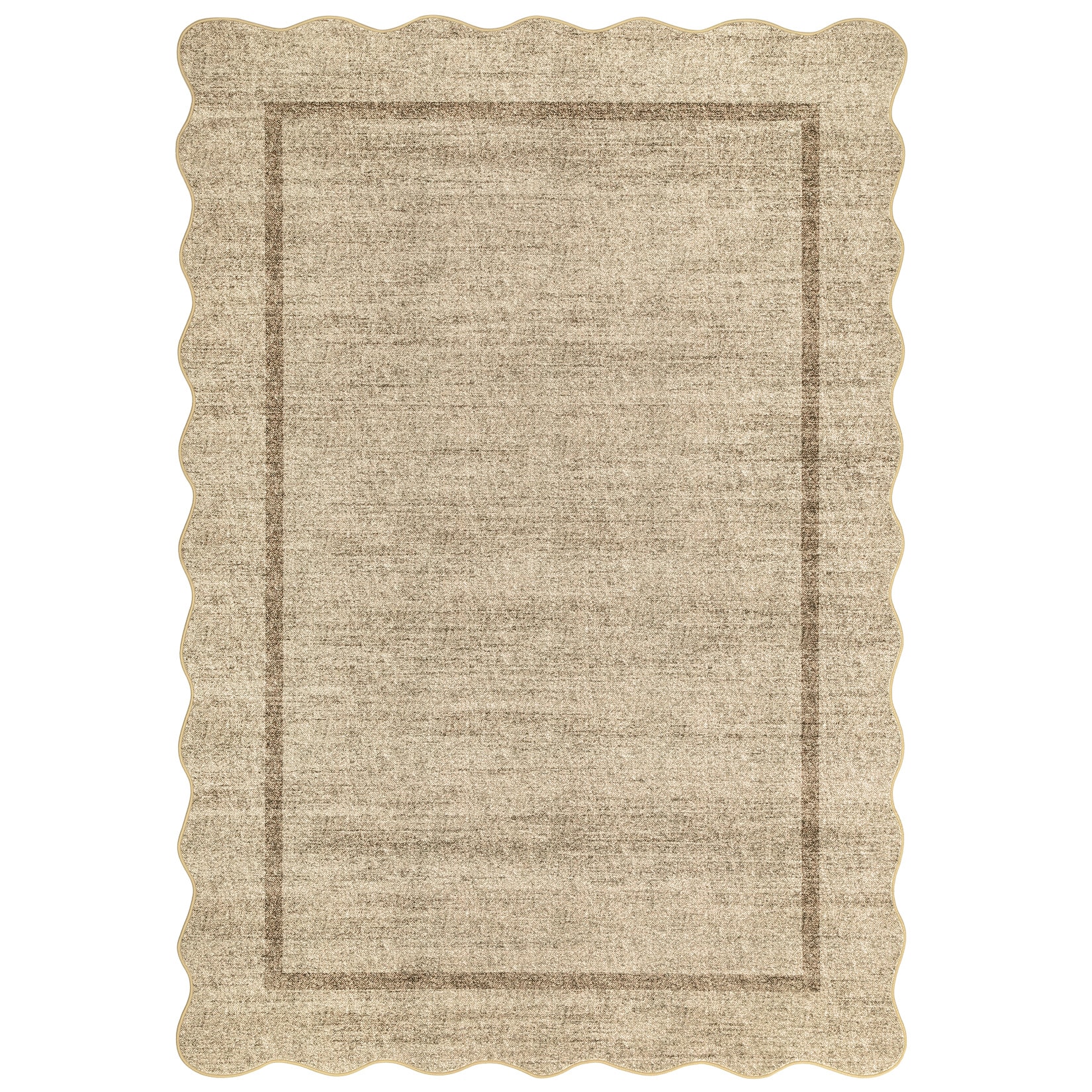 Aoile 10 x 13 ft Jute Washable Scalloped Living Room Rugs Bordered Soft ...