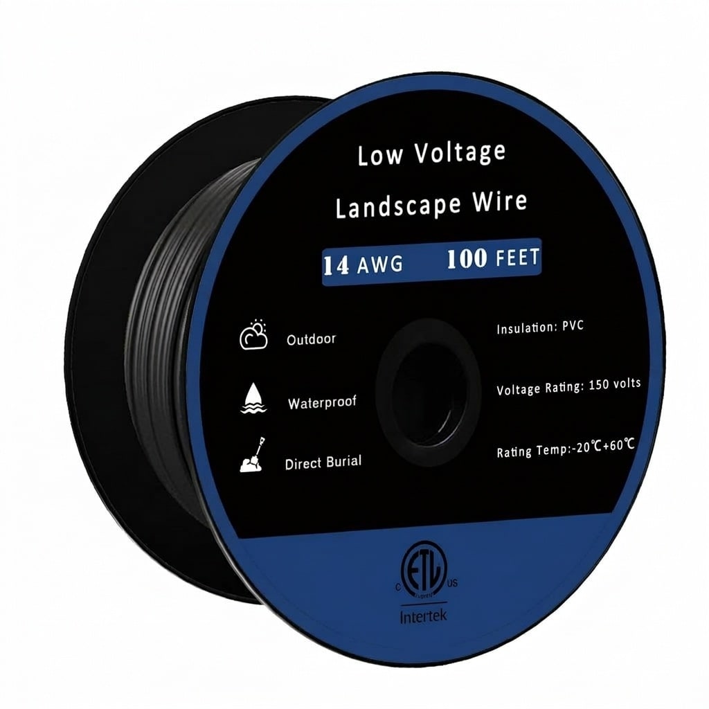 Vrbgify 100 ft 14 Gauge 2 Conductor Low Voltage Landscape Lighting Wire Black Direct Burial Roll for Outdoor Path Step Deck Flood Spot Lights #LVG0424T05