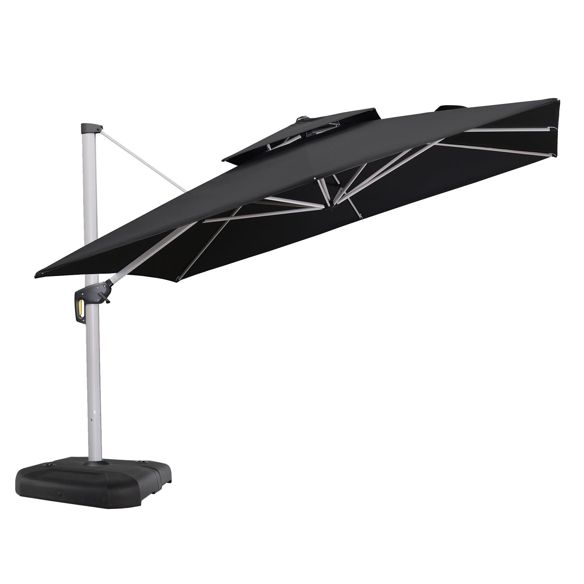 PURPLE LEAF LSLRS12-BK 12-ft Aluminum Black Crank Cantilever Patio Umbrella