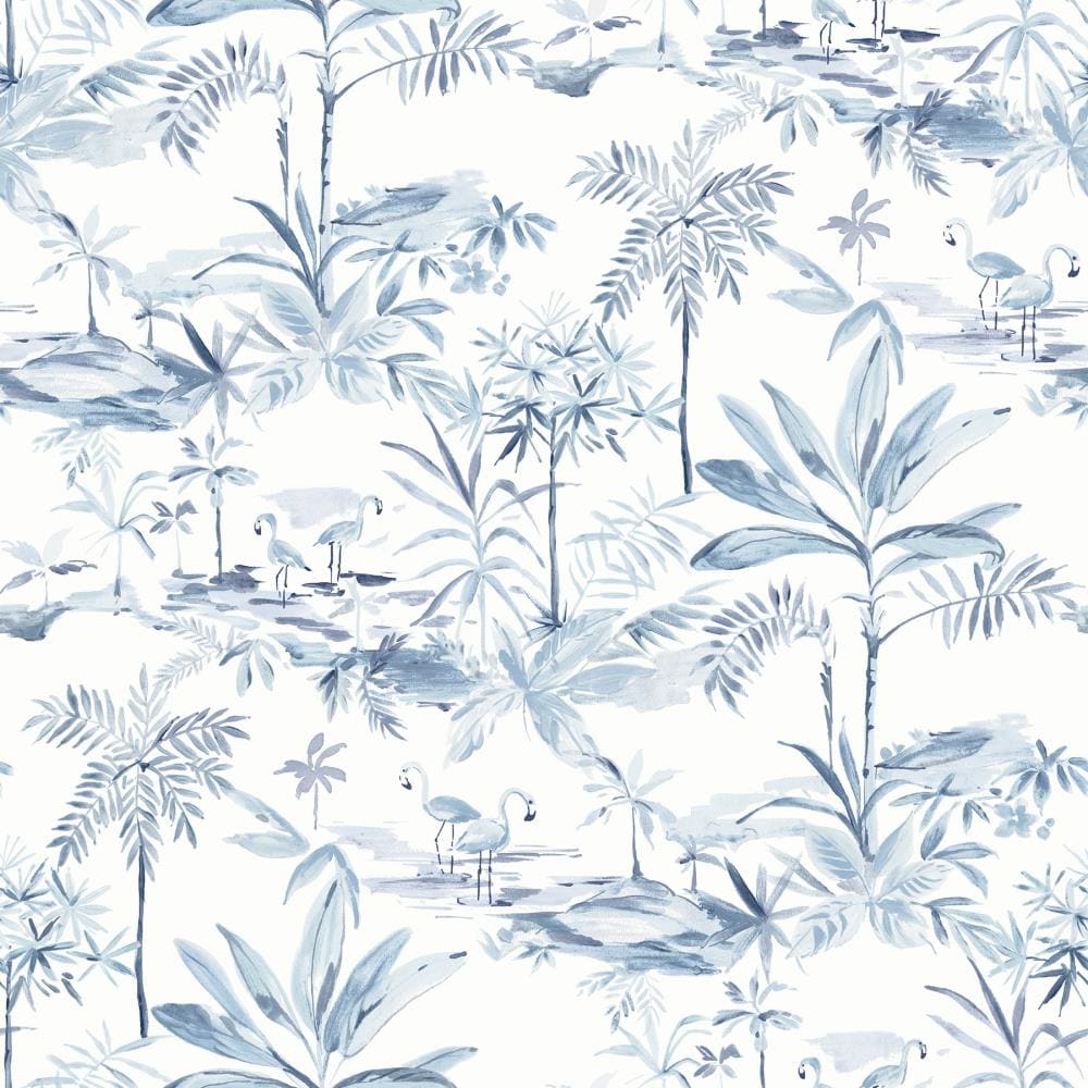 Chesapeake 3120-12074 Sanibel 56.4-Sq. Feet Blue Non-woven Novelty Prepasted Water Activated Paste Wallpaper