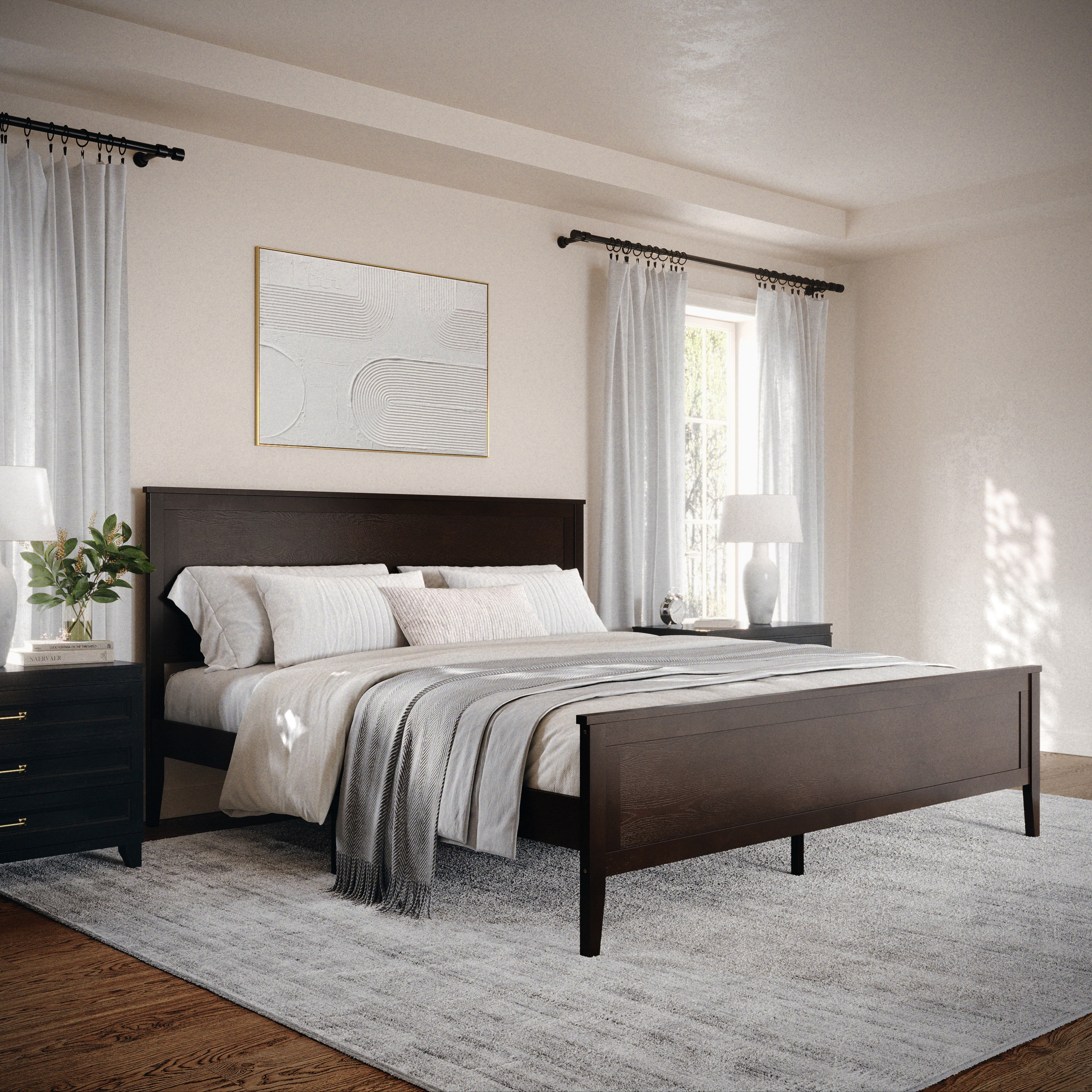 Martha Stewart 196861126789 Corbin Dark Brown King Wood Platform Bed
