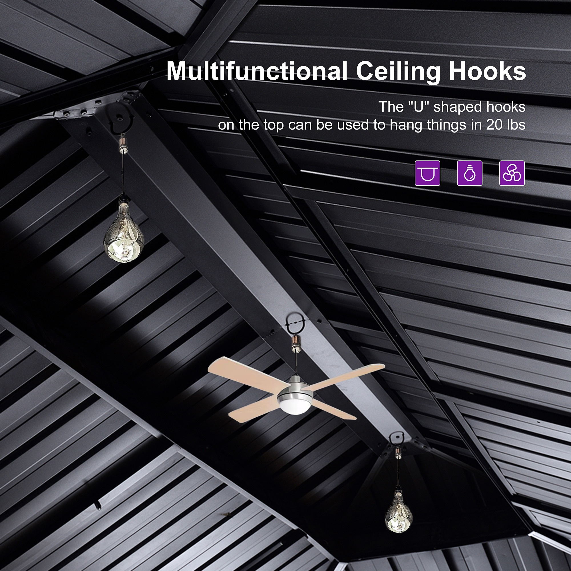 PURPLE LEAF LS06WHTG1224 Wood-Resin-Gazebos - View #6