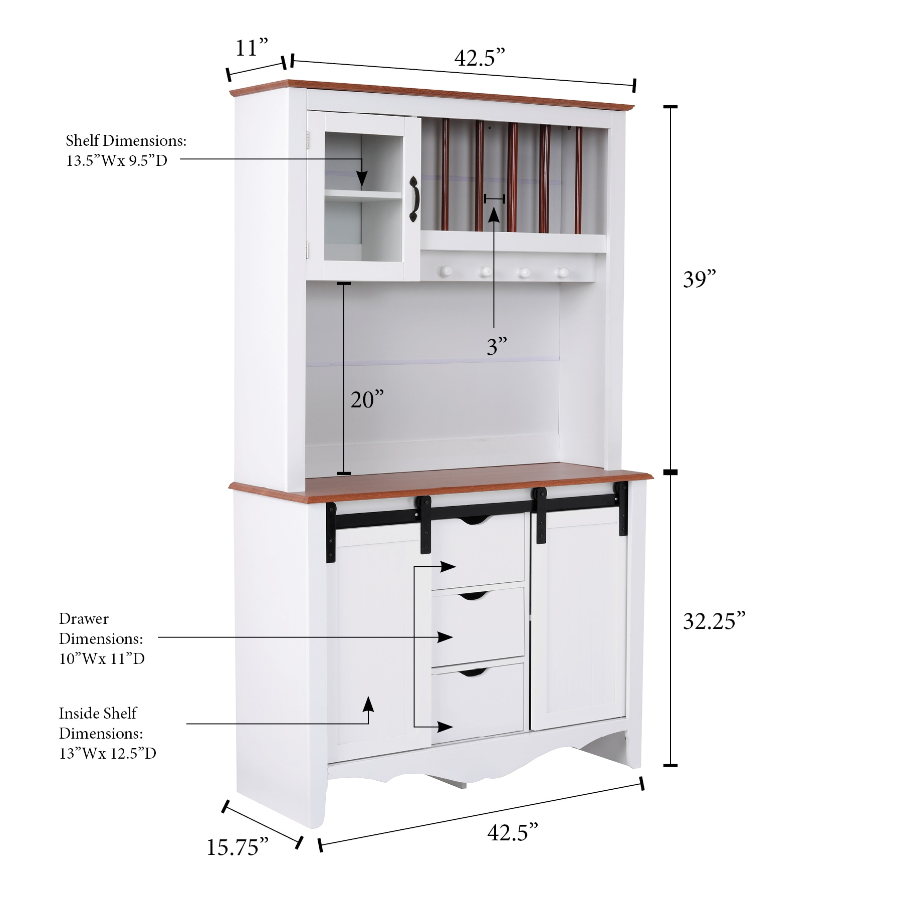 OSHOME Countryside Country Crisp White Buffet in the Dining & Kitchen ...