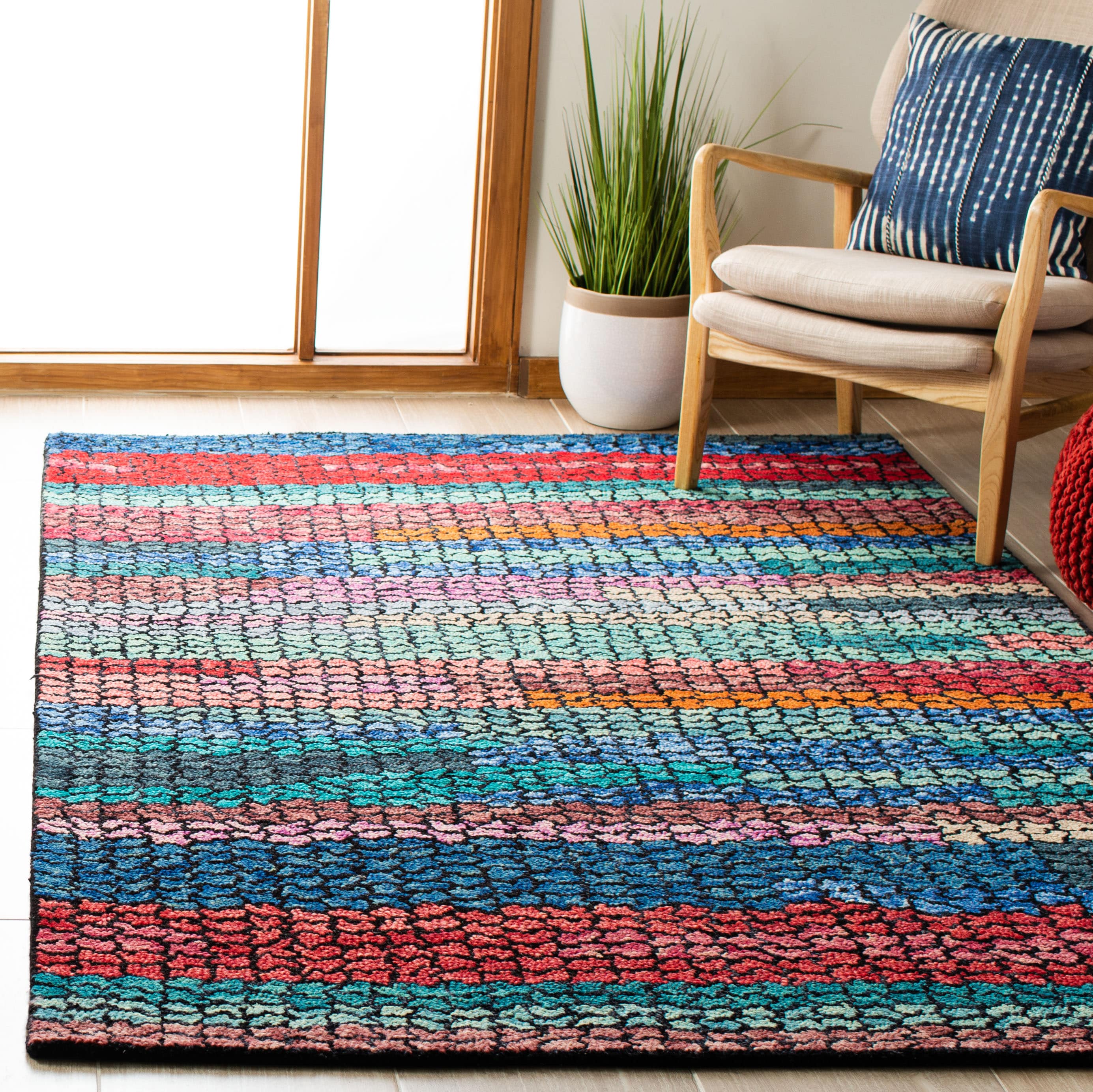  Aspen 519 Navy/Red Bohemian 4ft x 6ft Small Rectangle Rug