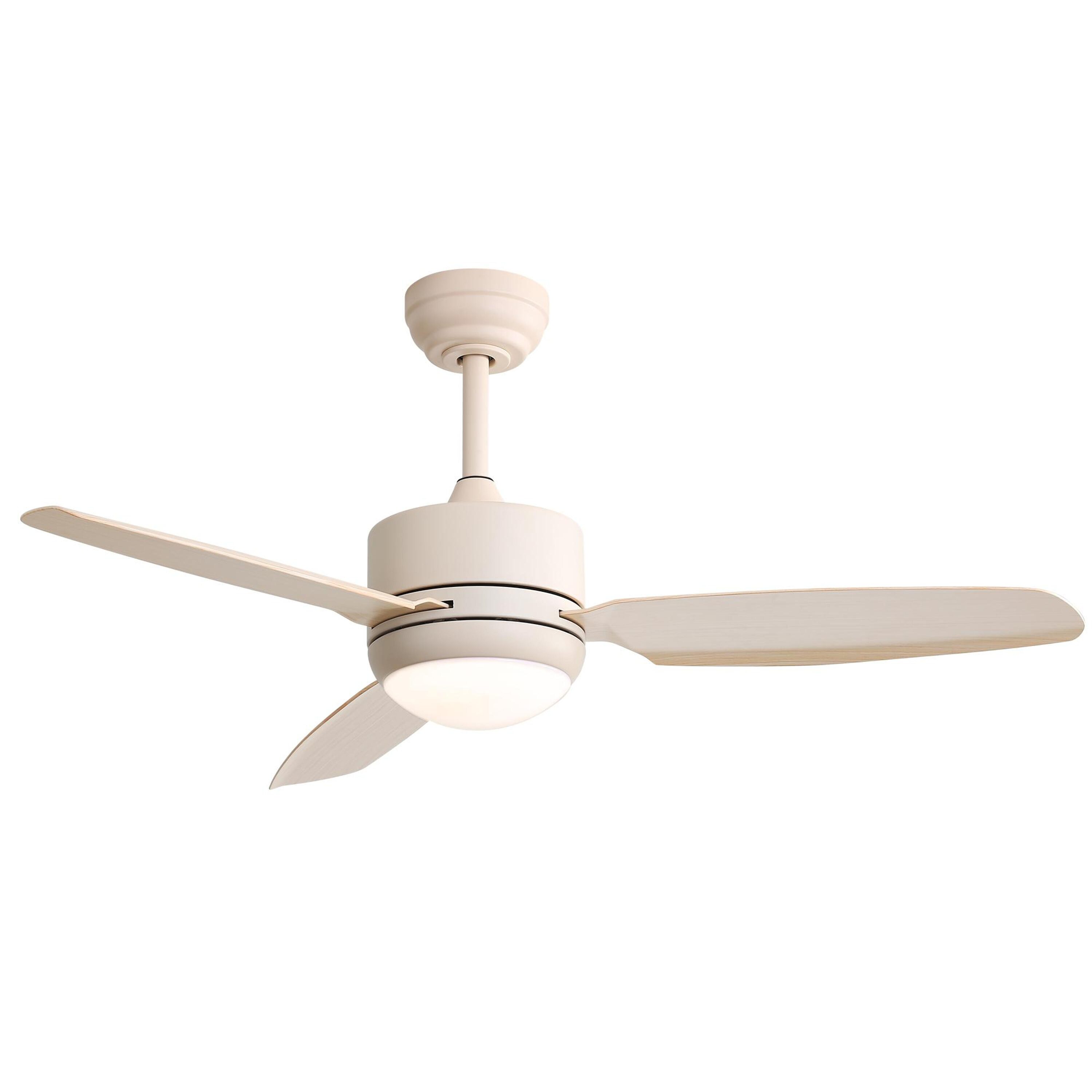 Bayfeve BFKS-46360-CF Adjustable Speed 46-in Color-Changing Integrated LED Outdoor Flush Mount Off White with ABS Blades Ceiling Fan With Light - Remote Included ( 3 -Blade )