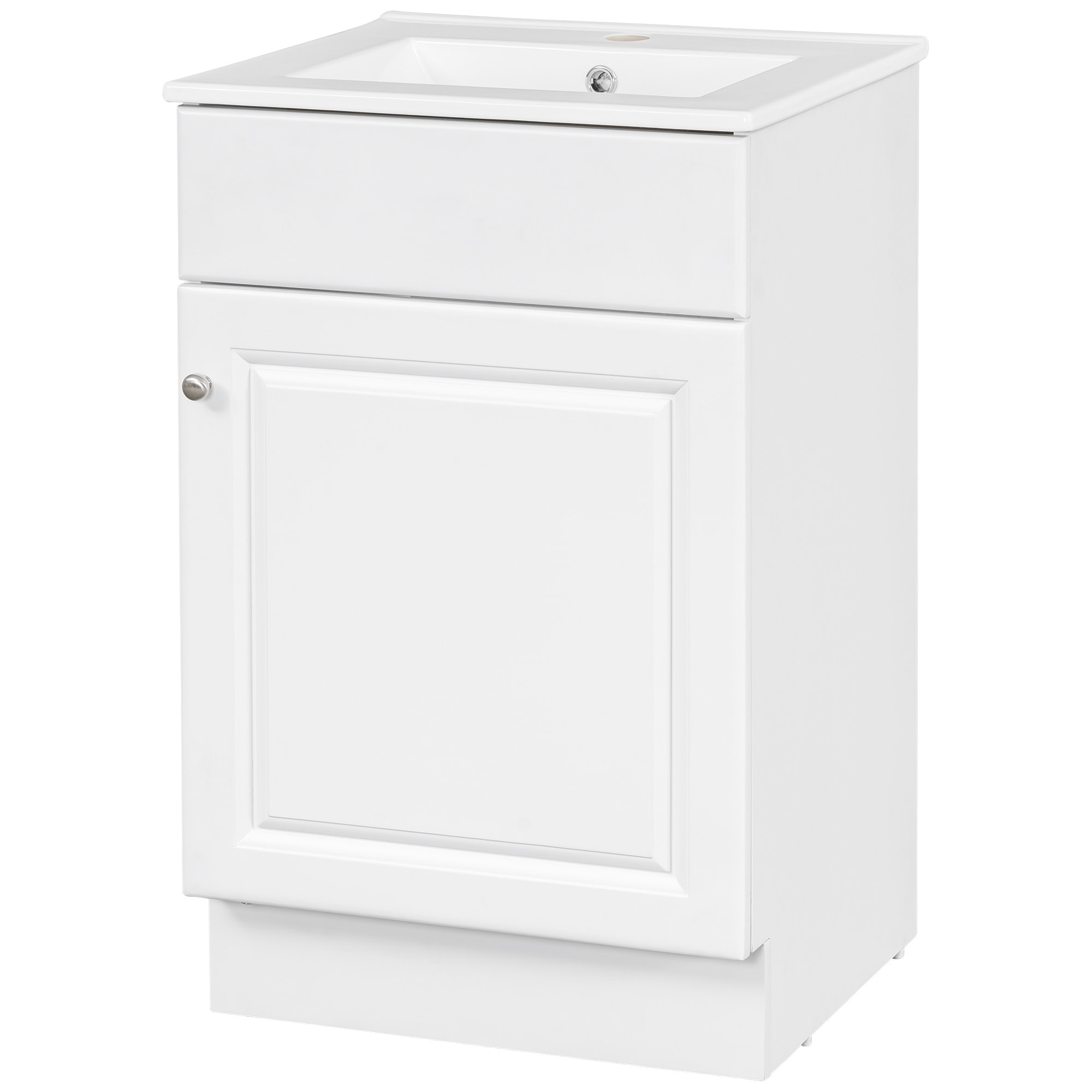 LIVACA 20 inch White MDF and Ceramic Bathroom Vanity with Sink with Soft Closing Door and Adjustable Shelf