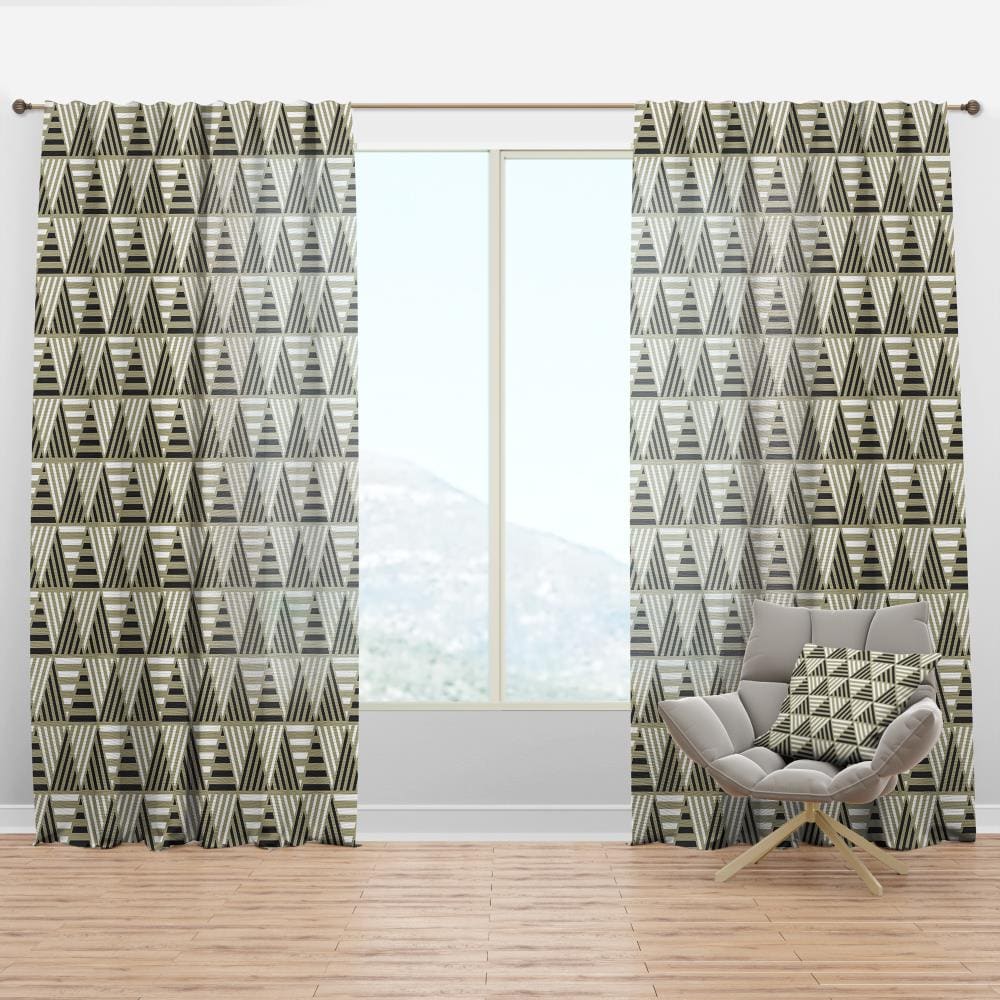 Designart CTN24162-52-84 84-in Black Abstract Room Darkening Thermal Lined Rod Pocket Single Curtain Panel