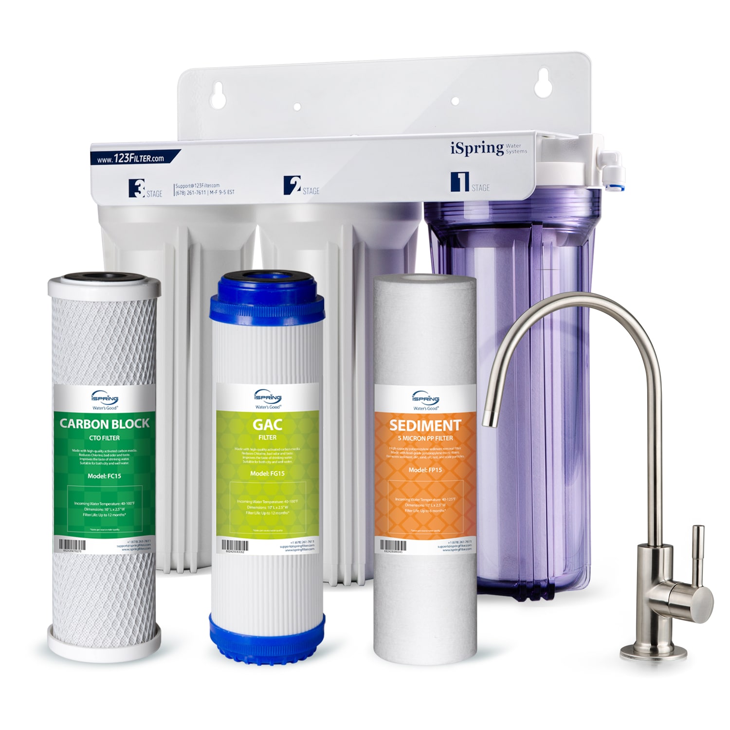 iSpring US31 US31 Under Sink Tankless Water Filter Triple-stage Carbon Block Under Sink Water Filtration System