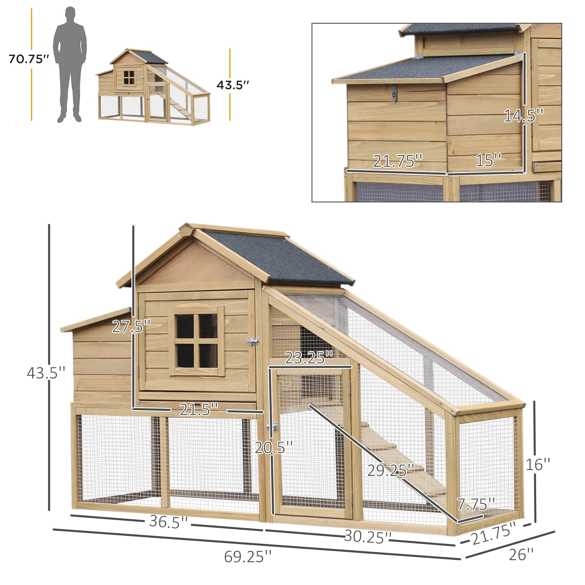 LUXEYARD DS-X-0319PETT207 Chicken-Coops-Rabbit-Hutches - View #3