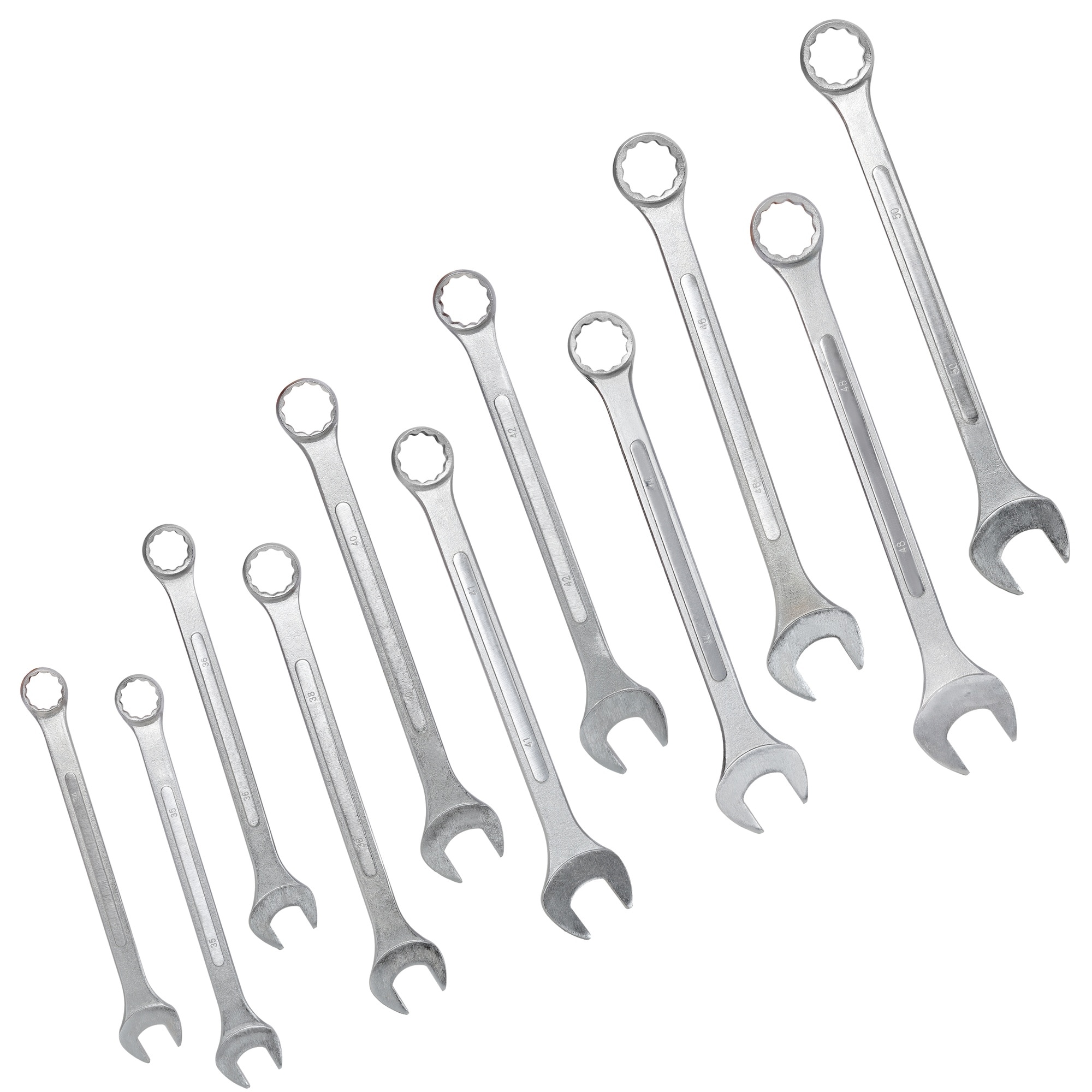 Vorene 11Pc Metric Jumbo Combination Wrench Set 34-50mm Chrome Plated with Green Bag