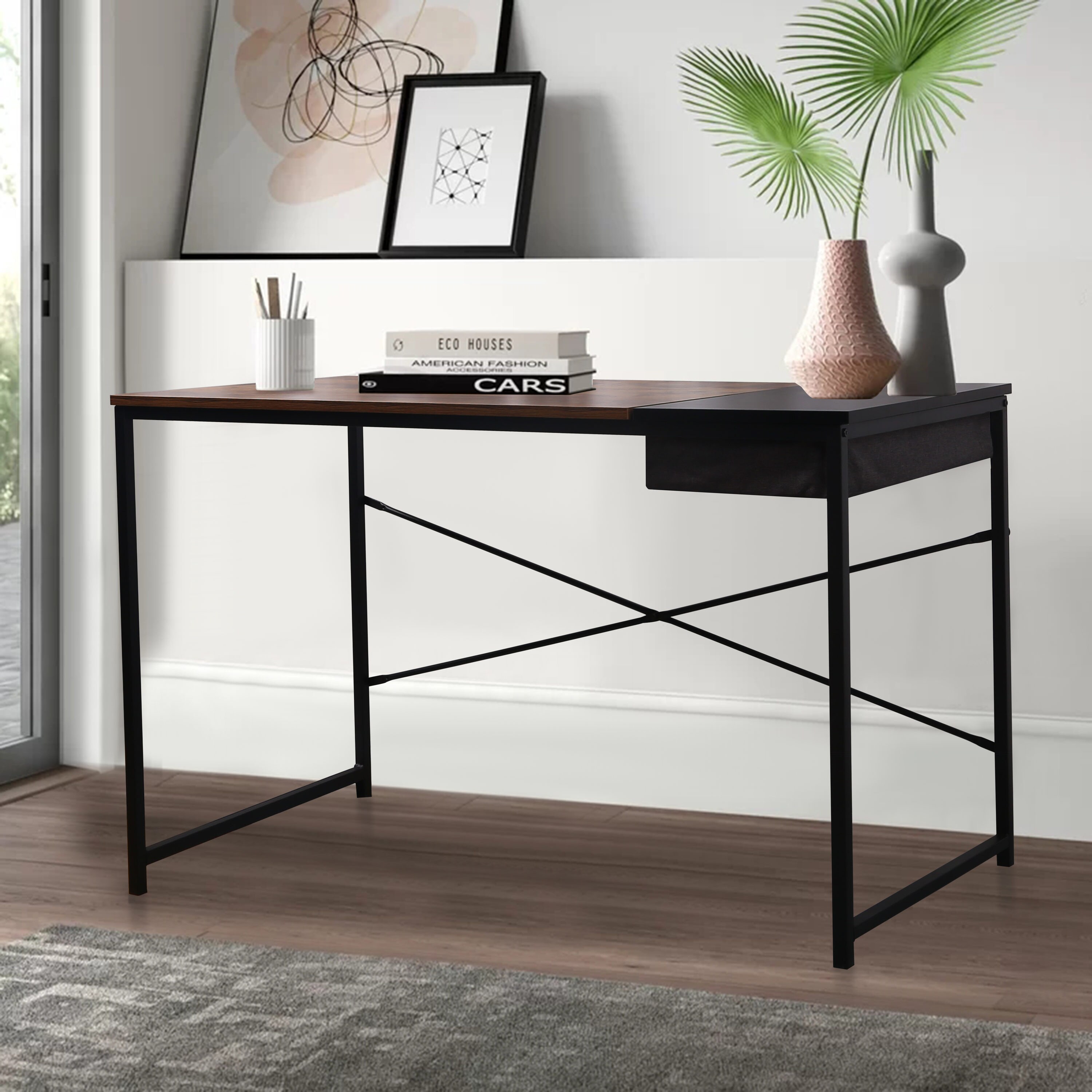 allen + roth 44-in Brown Rustic Writing Desk