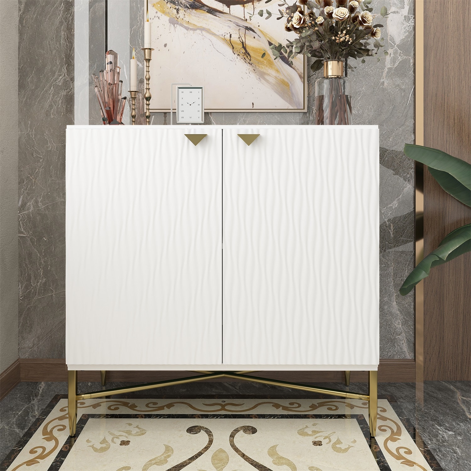 Mondawe 31.5 in. 2-Door Locker Accent Cabinet Chests, White