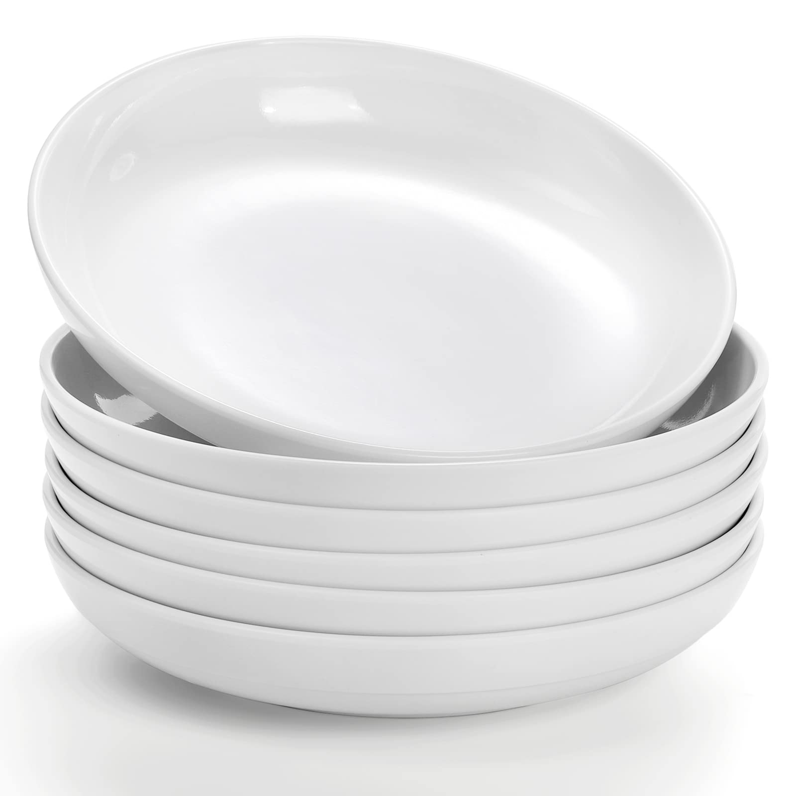 Aoibox  20 fl oz White Melamine Pasta and Salad Bowls 8 in Diameter x 1 42 in High Set of 6 8 x 1 42 x 1 42 in