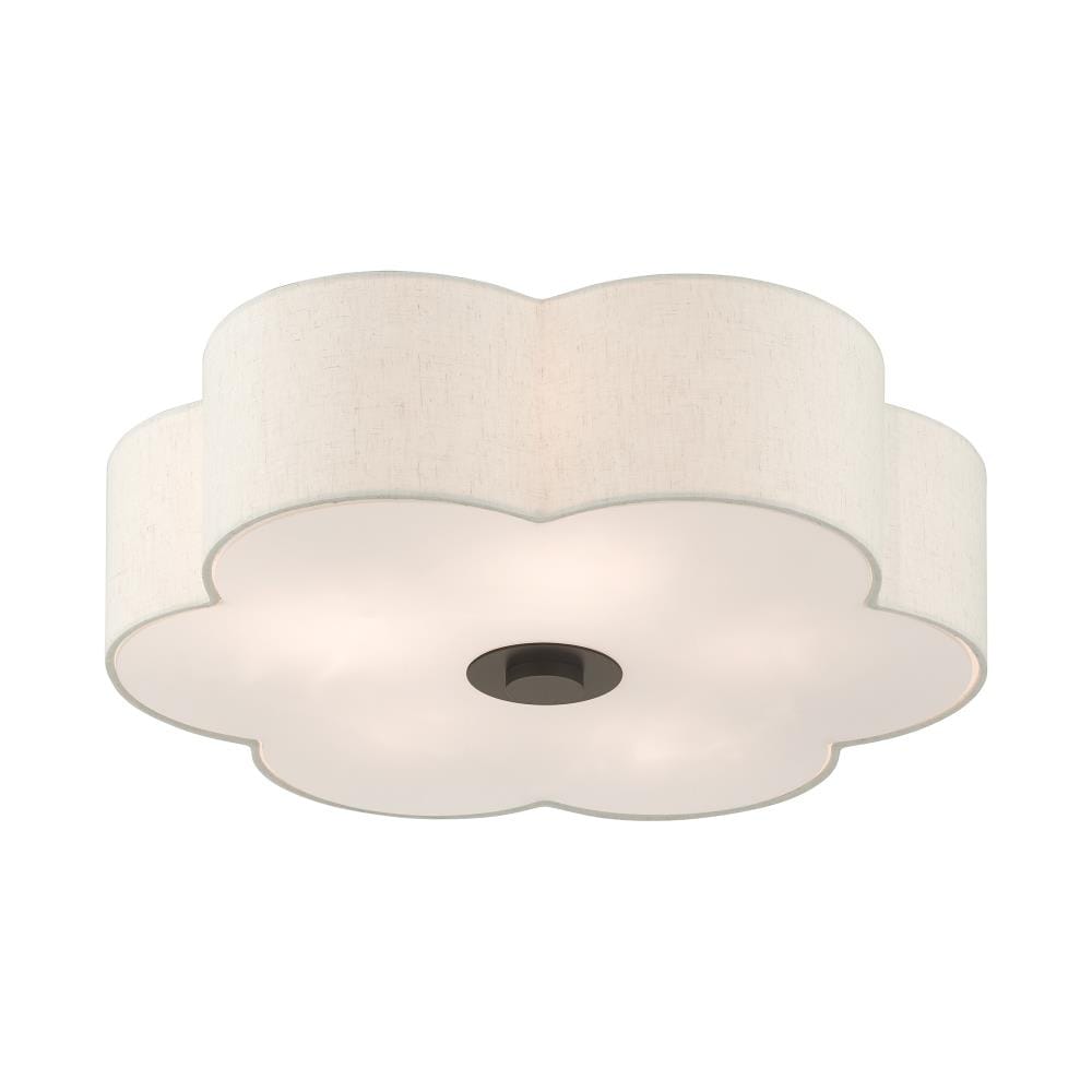 Solstice English Bronze 5-Light Semi-Flush Mount with Oatmeal Shade