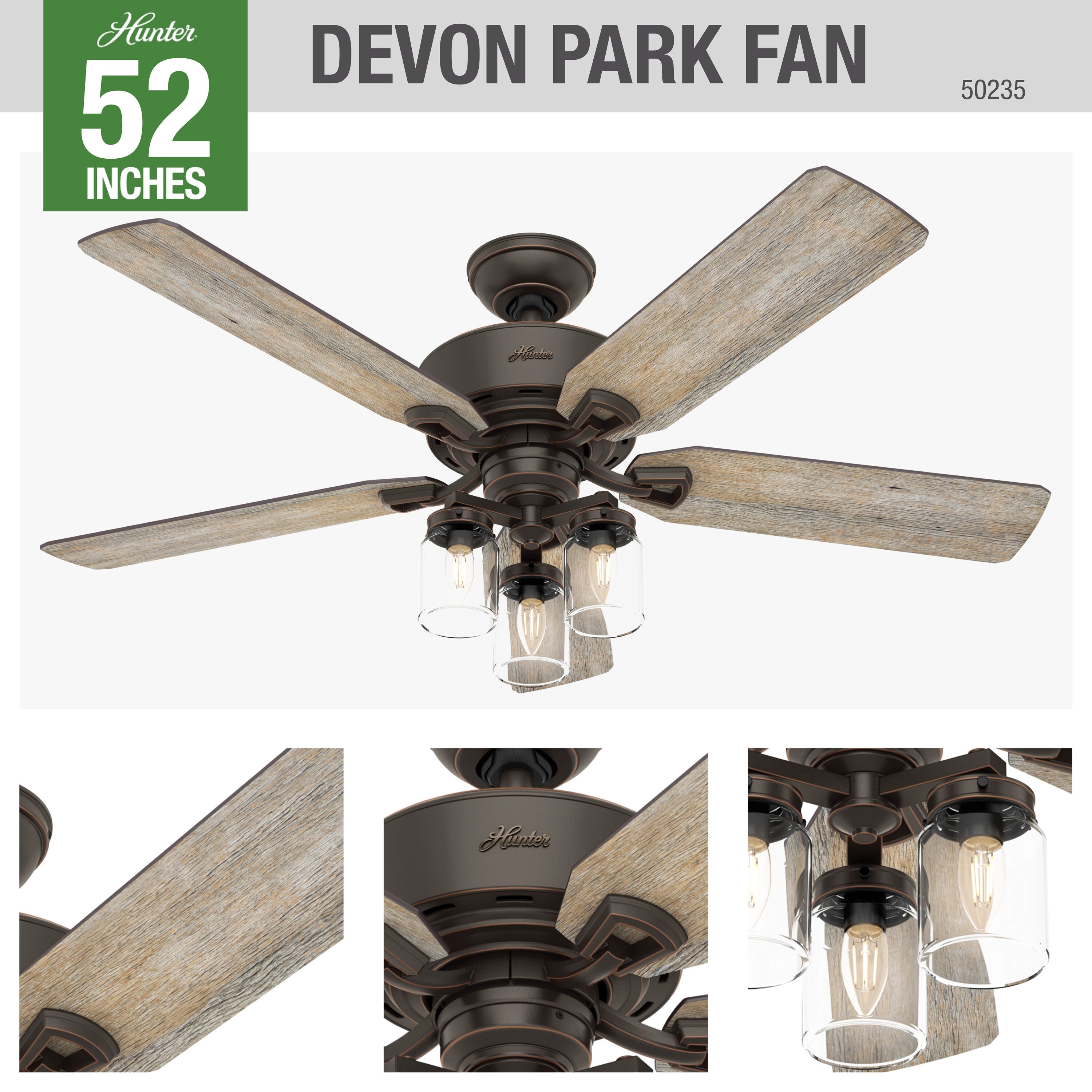 devon park with led light 52 inch