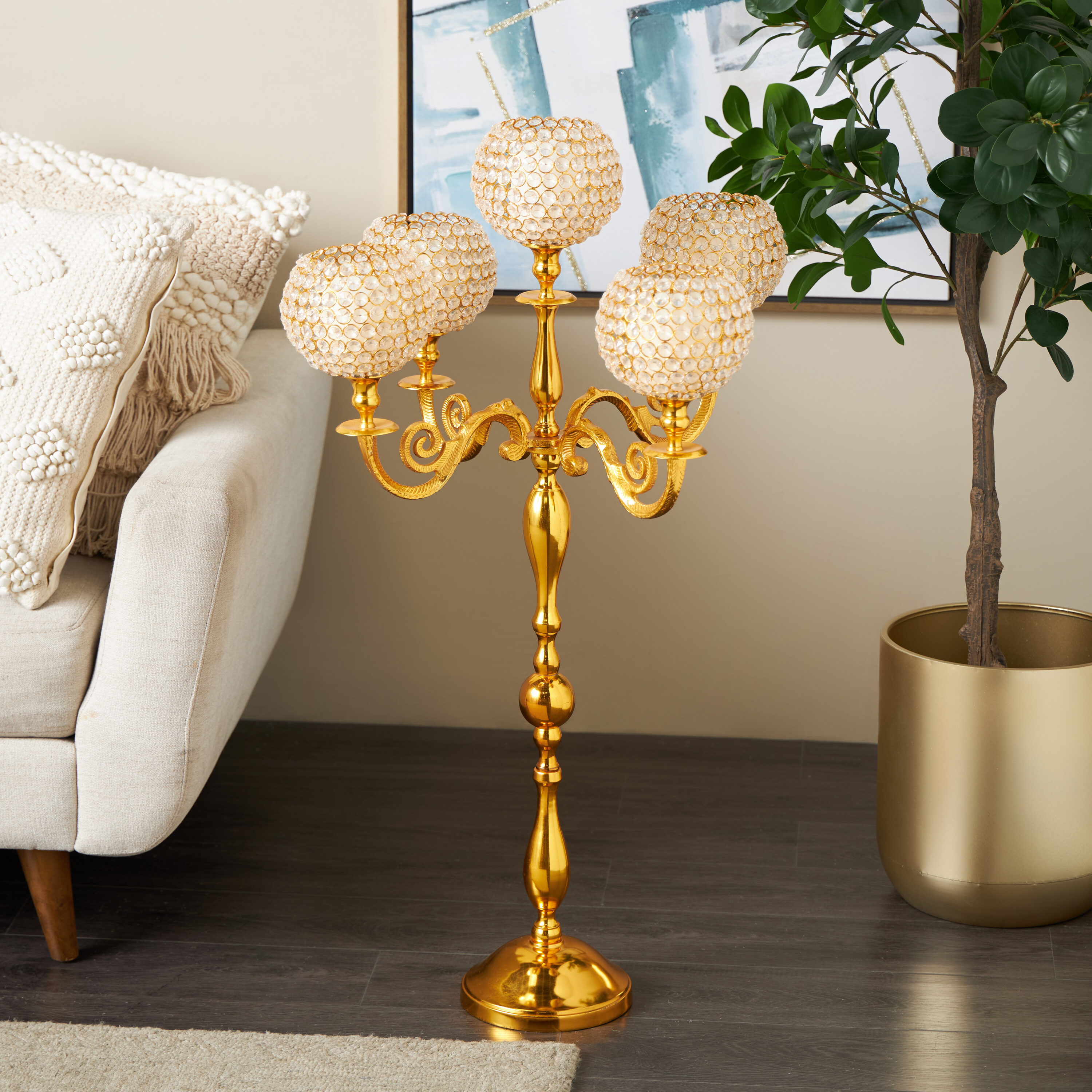 Grayson Lane 33299 5 Candle Aluminum Candelabra Candle Holder