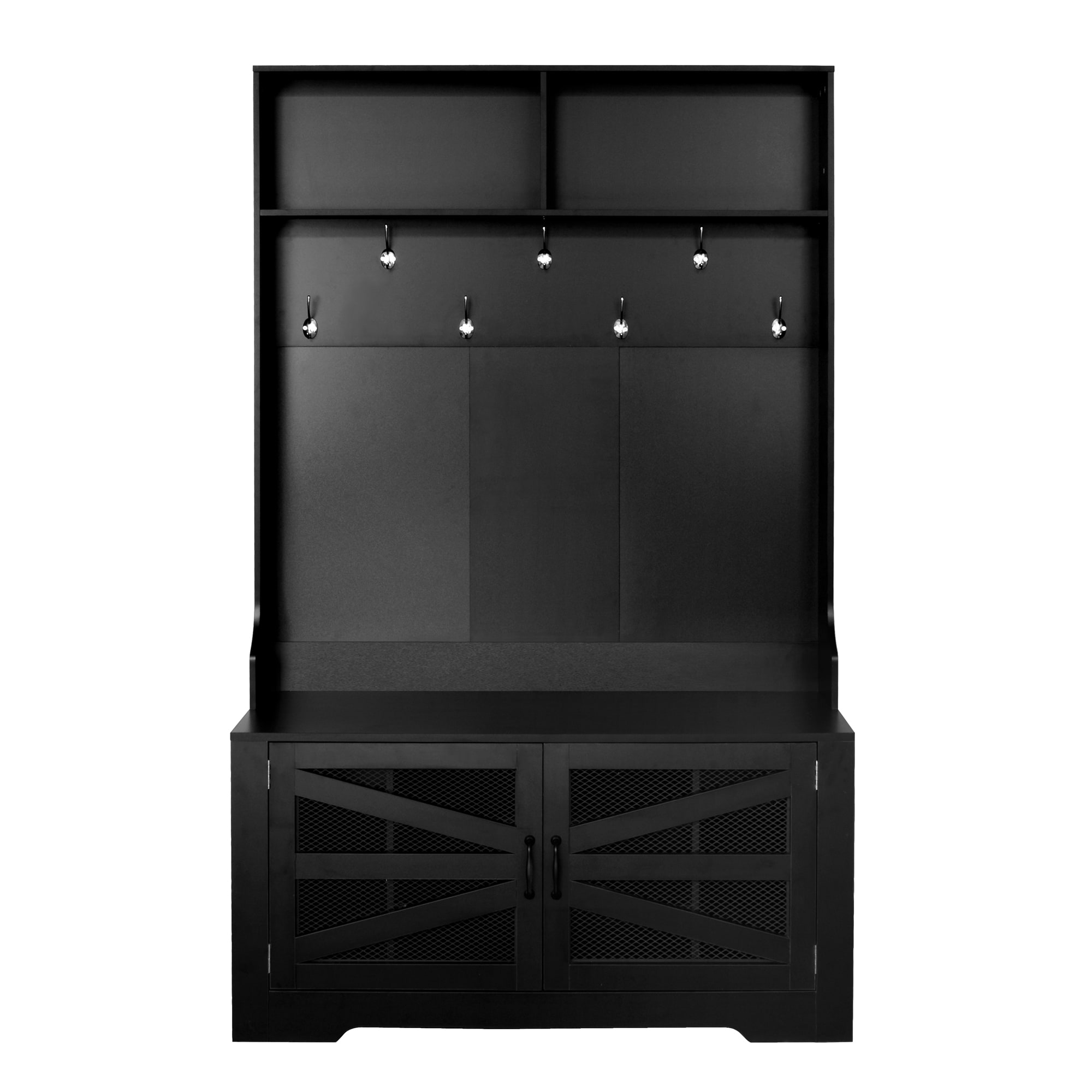 Flynama SH64668B Modern 43.3-in Black Wood Hall Tree