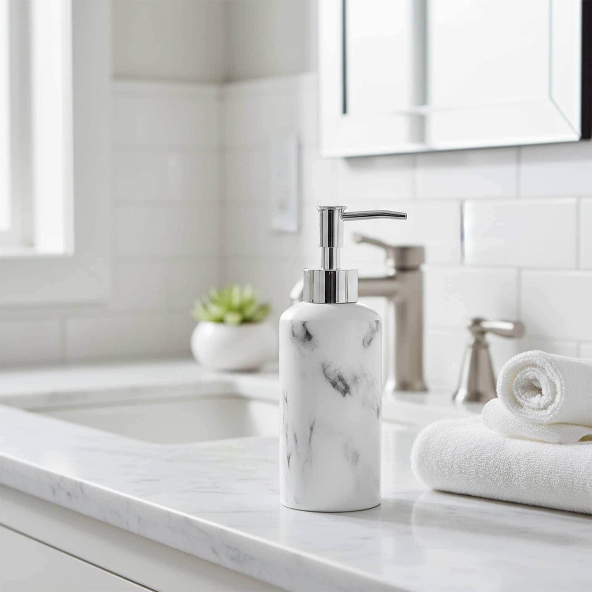 EVIDECO FRENCH HOME GOODS 10-fl oz Marble Effect Bath Hand Soap Dispenser or Lotion Dispenser
