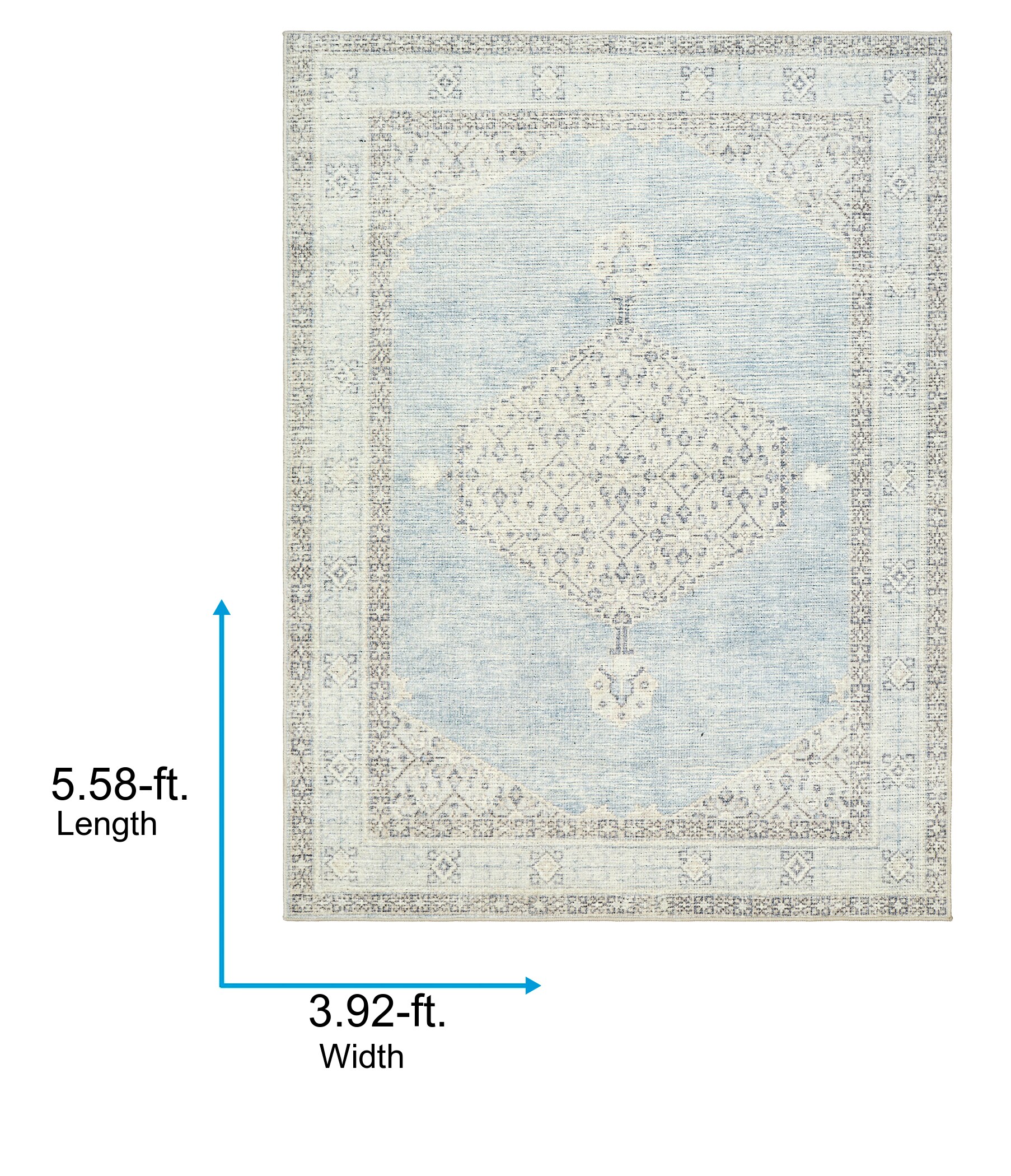 Coastal Charm Dusty Blue Medallion Synthetic Area Rug, 3'11" x 5'7"