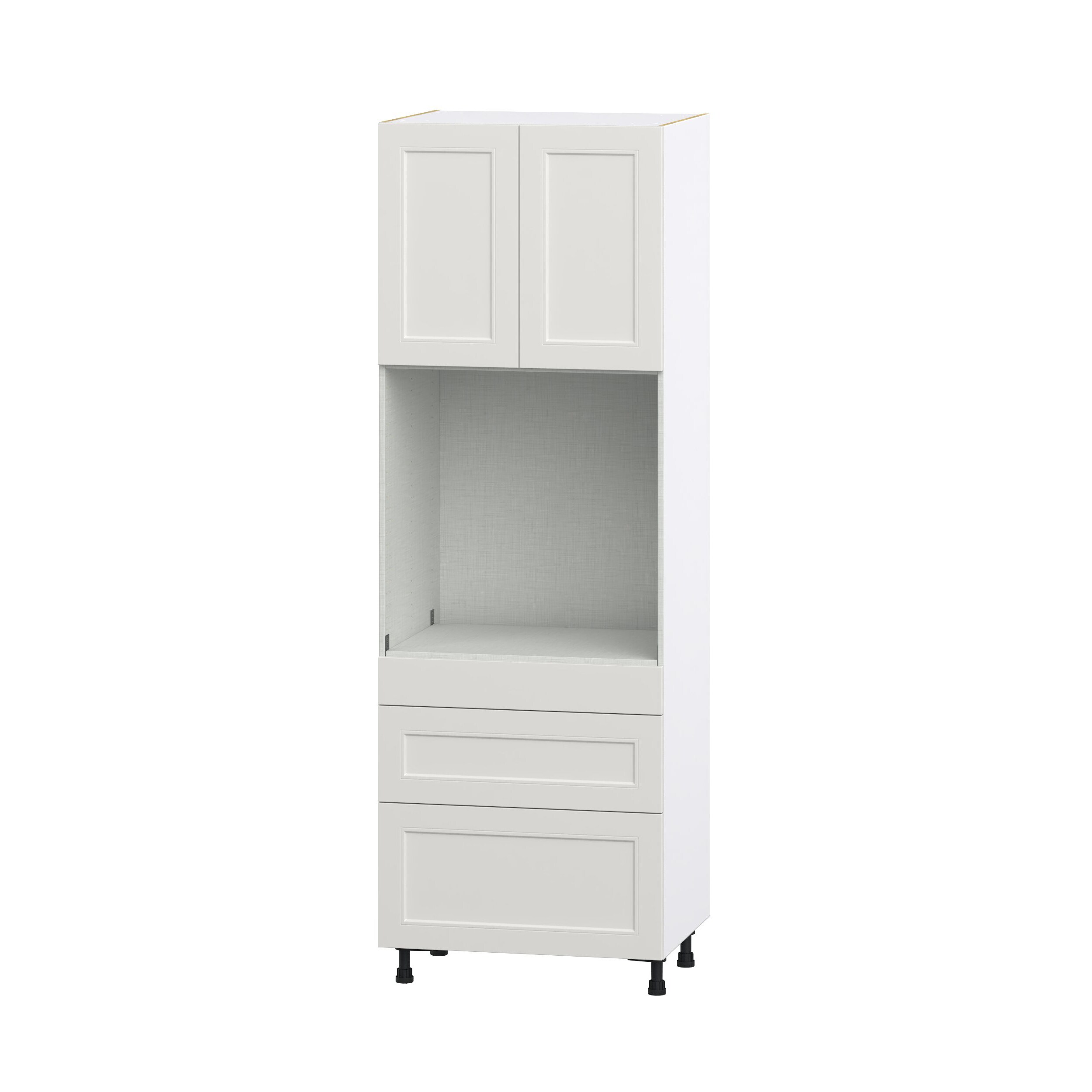 Hugo&Borg DSTO3D3089.5-BE Belcourt 30-in W x 89.5-in H x 24-in D Painted Light Gray 3 -Drawers Single oven Pantry Fully assembled Cabinet (Recessed Panel Shaker)
