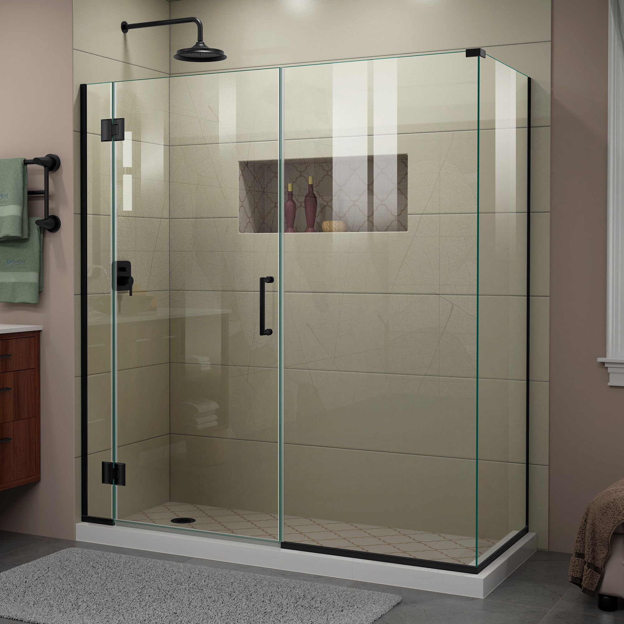 Dreamline Unidoor-x 64-1 2-in W X 72-in H Frameless Hinged Satin Black 