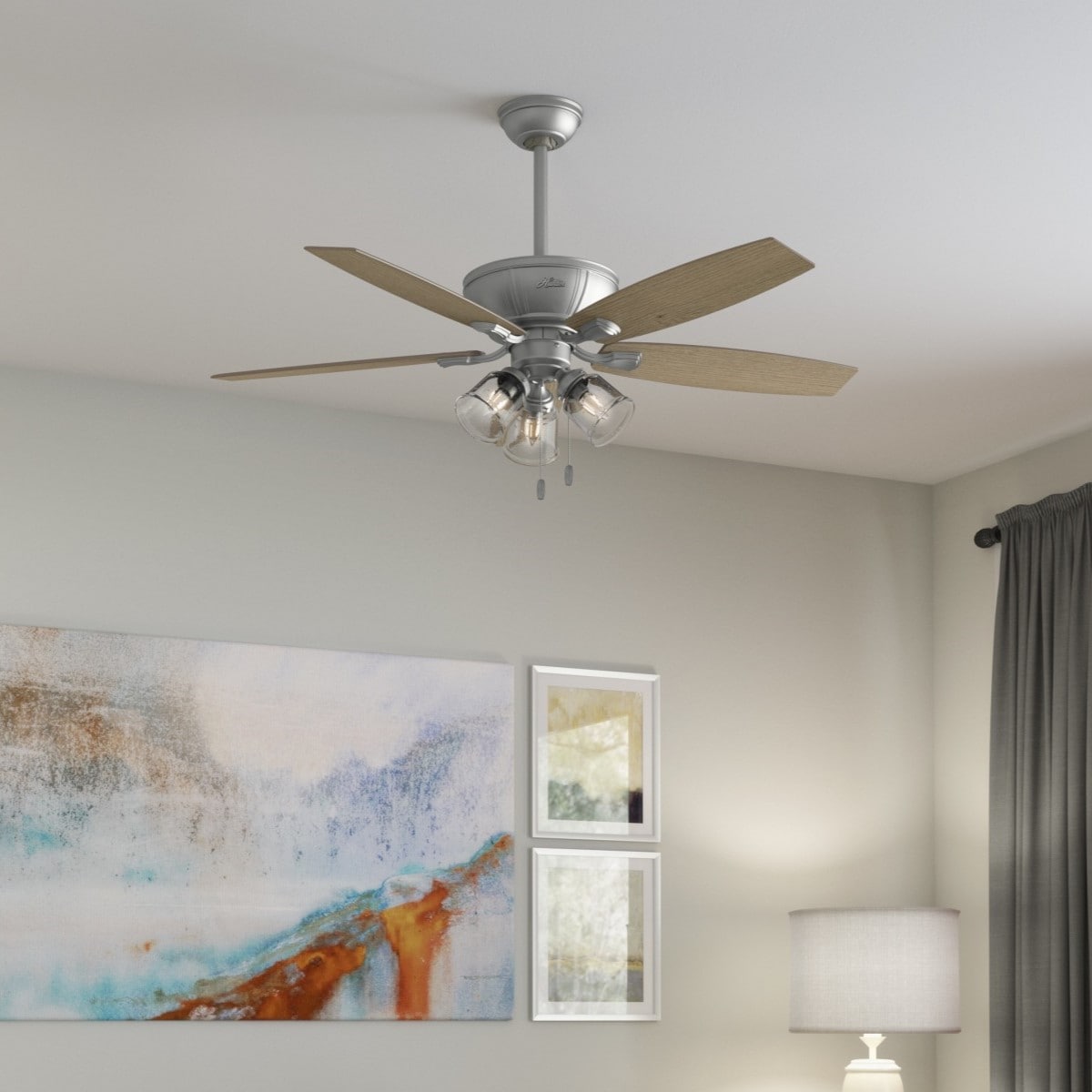 Hunter Darlington 52-in Matte Silver with Aged Oak Blades LED Indoor  Ceiling Fan with Light (5-Blade) in the Ceiling Fans department at Lowes.com