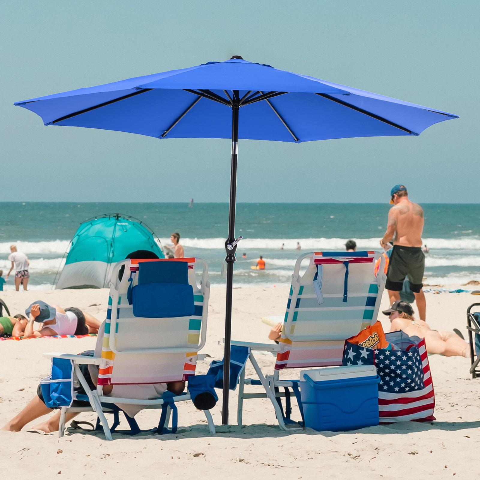 Bayfeve BFDS-250765-OD 9-ft Iron Blue Push-button Tilt Market Patio Umbrella