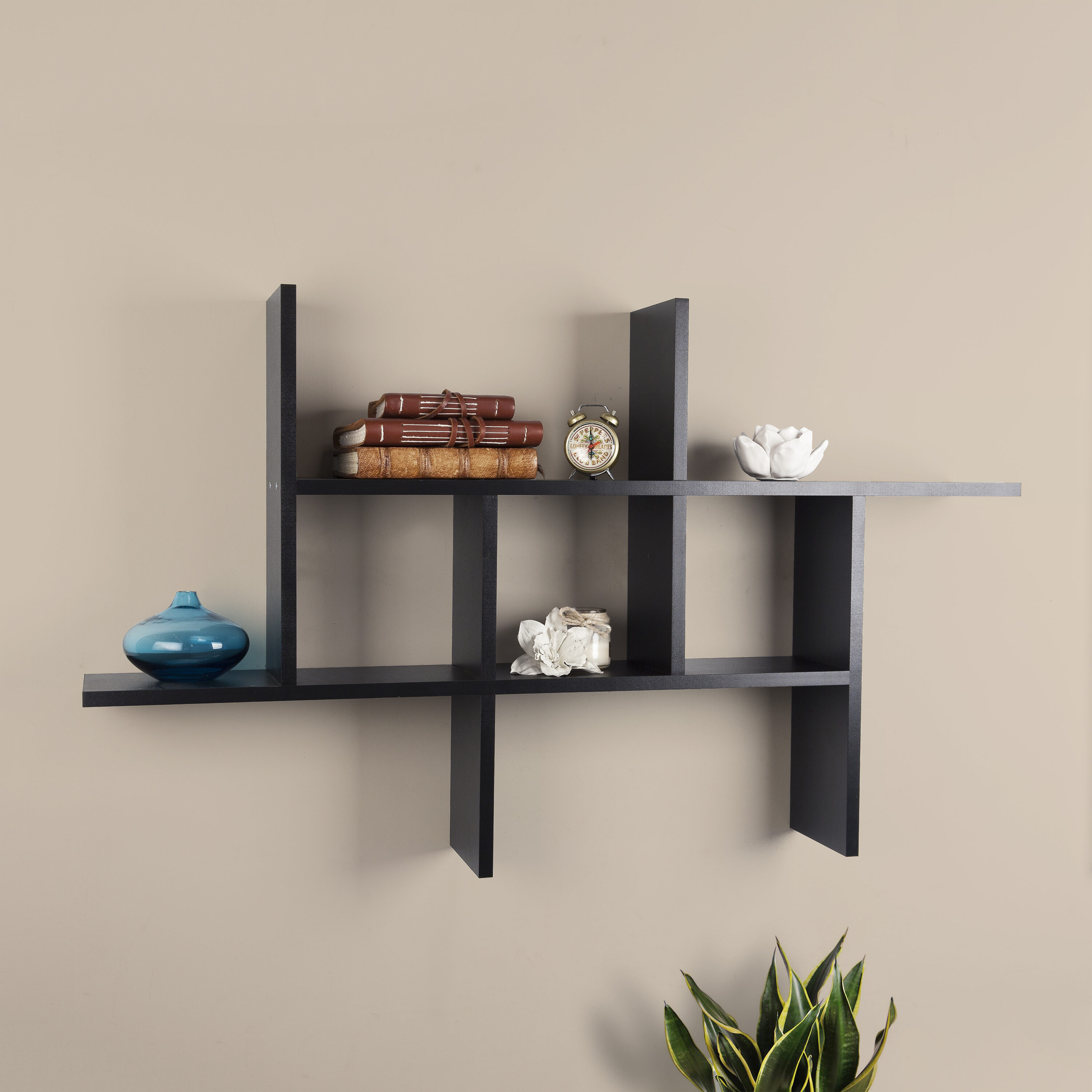 Danya B. 24-in L x 5.75-in D x 40-in H Black Angular Tiered Shelf (4 ...