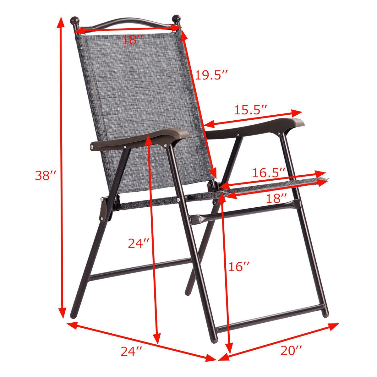 Costway 2 Gray Steel Frame Stationary Balcony Chair With Gray Solid 