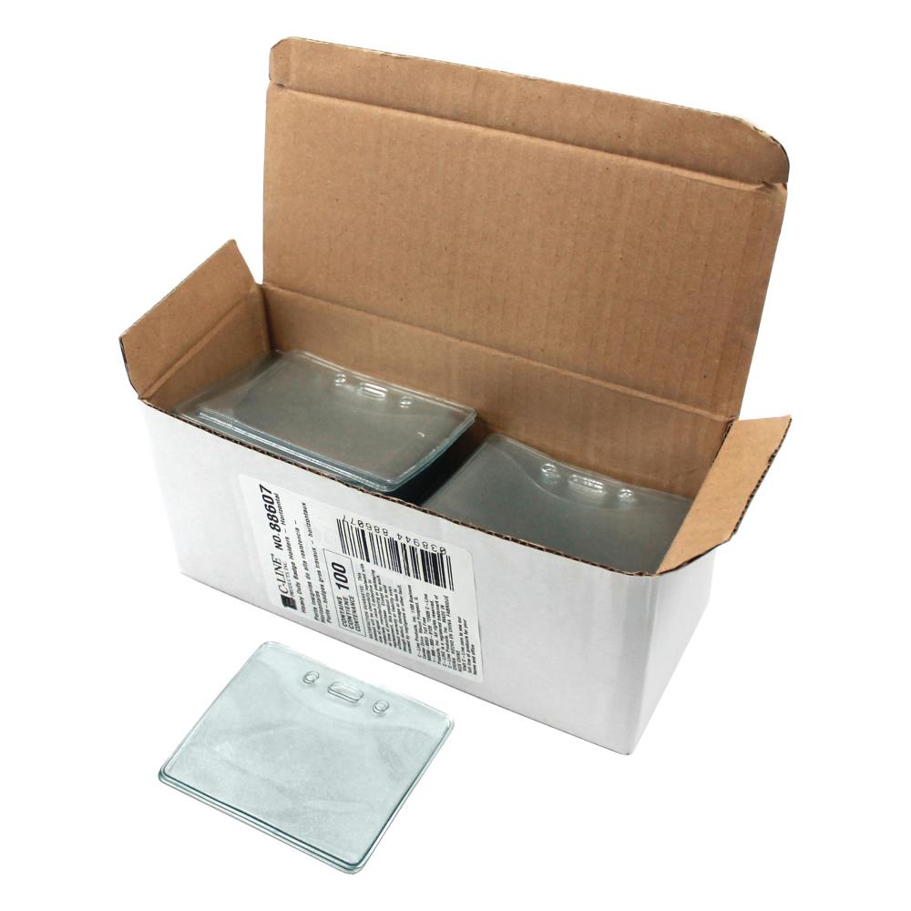 C-Line CLI88607 Heavy Duty ID Badge Holders, Vinyl, Horizontal, 2-3/8 x 3-3/8, Box of 100