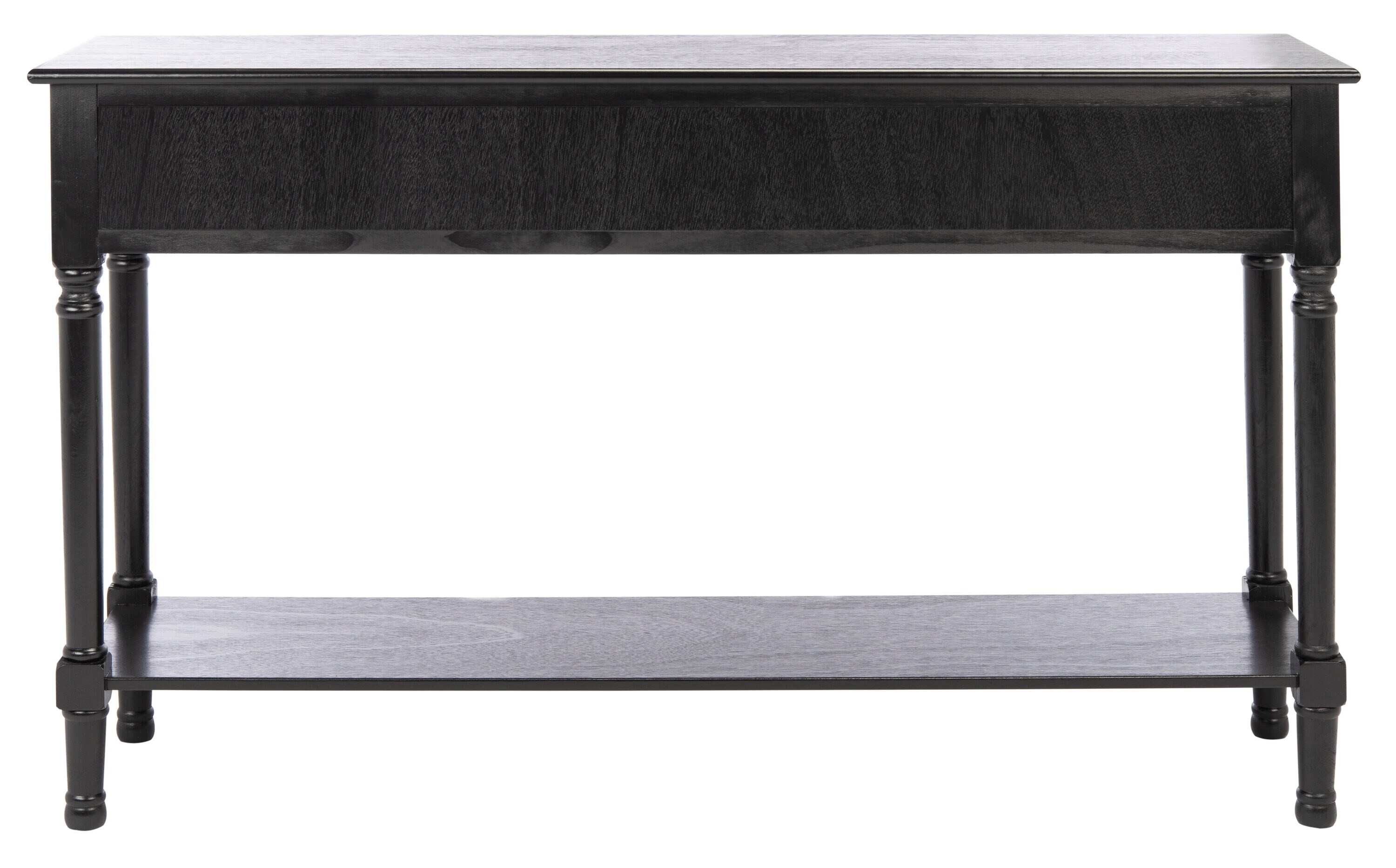 Farmhouse Chic Black Wood & Metal 3-Drawer Console Table