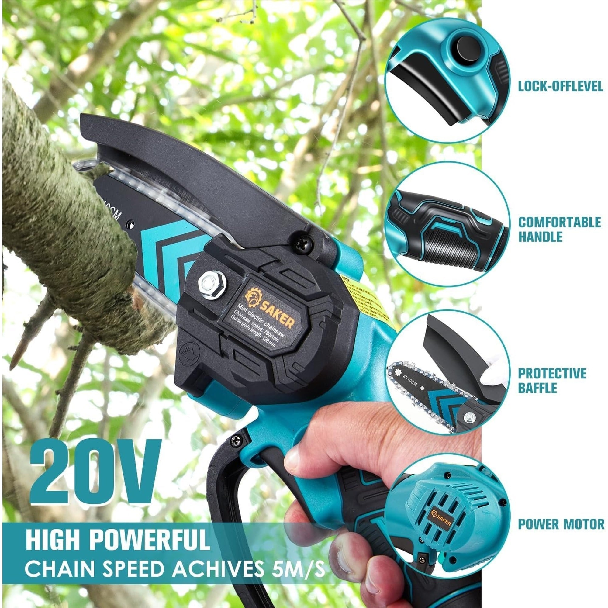 Angel Sar L2MJA526CMI10 Cordless-Chainsaw - View #4