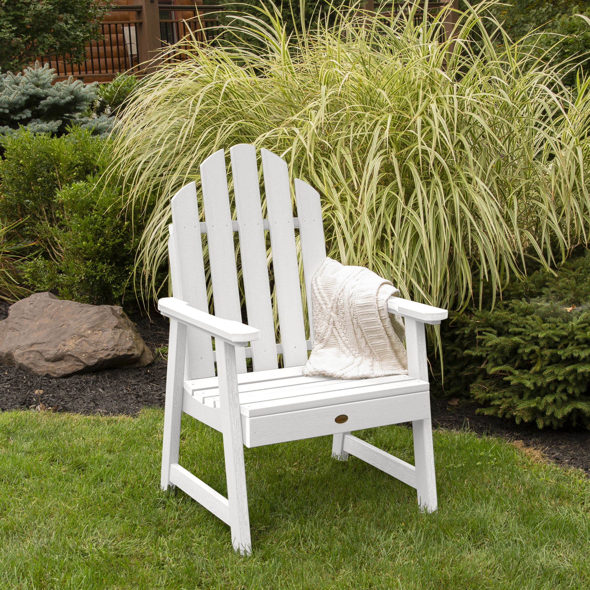 highwood AD-CHGC1-WHE Westport White Poly-lumber Frame Stationary Conversation Chair with Slat Seat