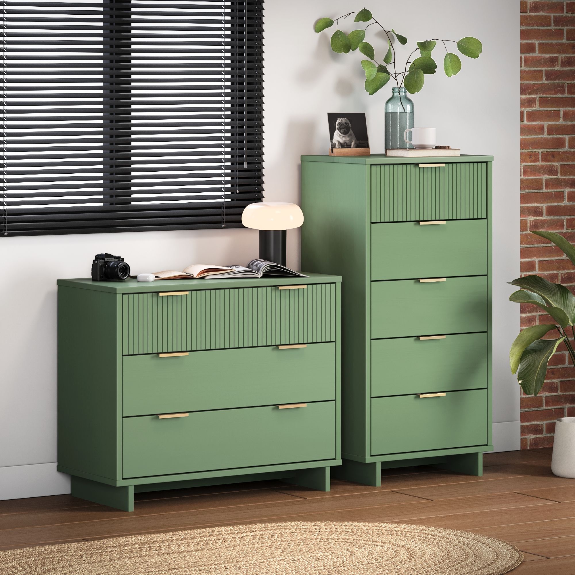 Manhattan Comfort GRAN013 Green Full Bedroom Set