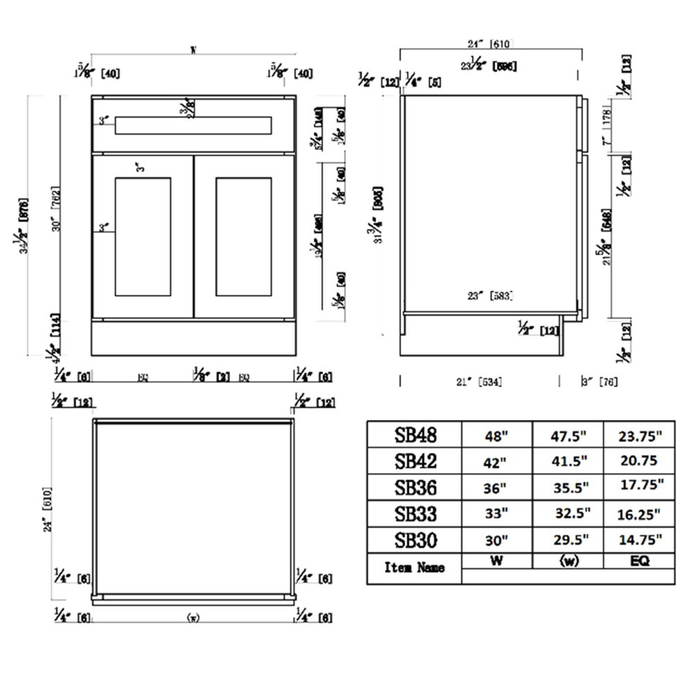 BSD48: Kitchen Diagonal Sink Base Cabinet, 48W along the wall x