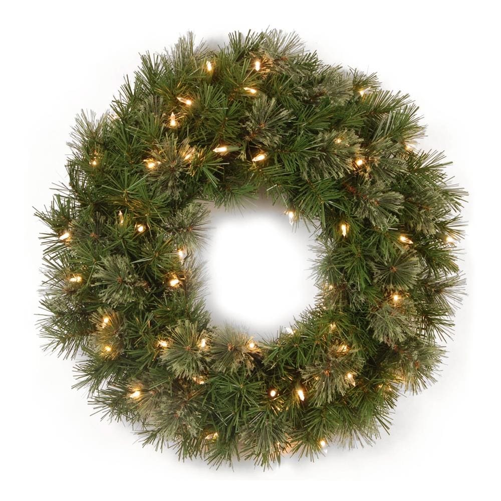 National Tree Company AT7-300-24W-1 24.0-in Pre-lit Indoor/Outdoor Green Spruce Artificial Christmas Wreath