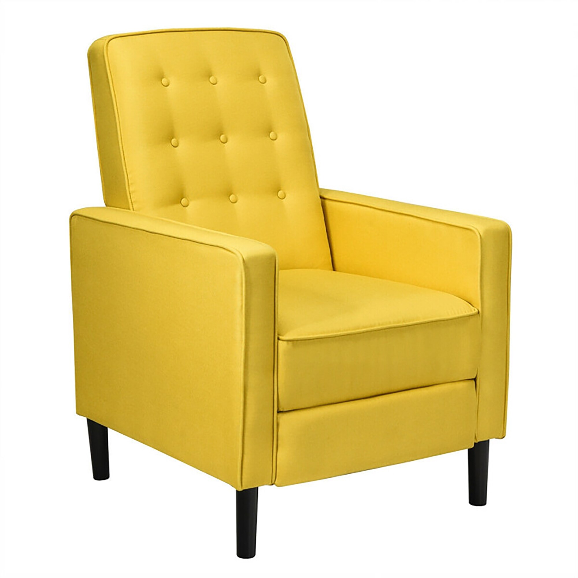 Sumyeg WF-SF9075C Modern Fabric Push-Back Recliner Chair Yellow Linen Upholstered Tufted Recliner