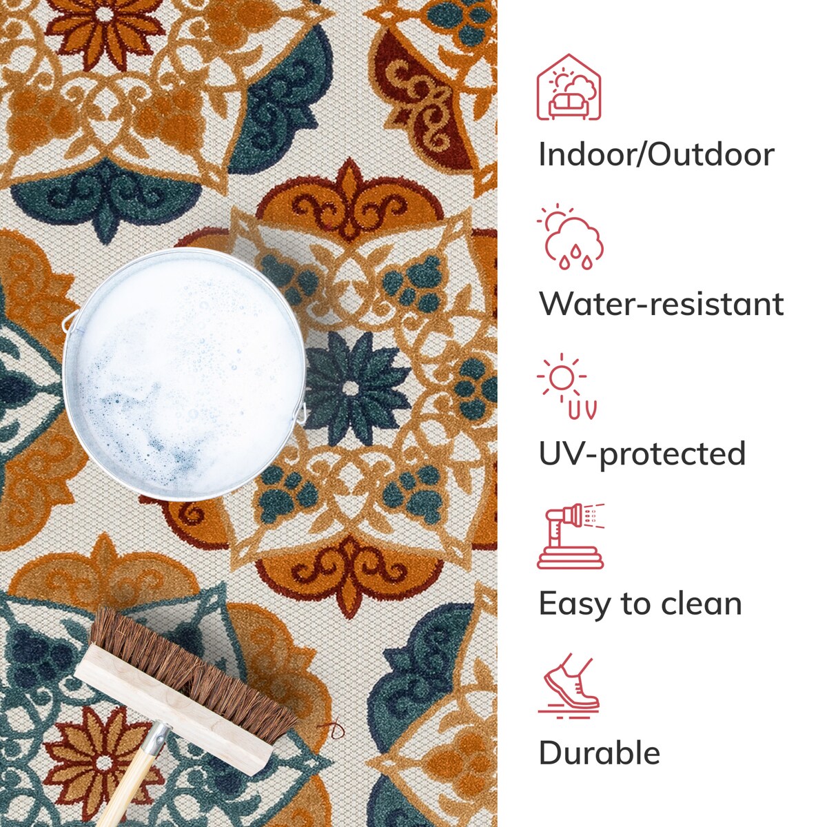 Audun Blue Geometric High-Low Texture Indoor/Outdoor Runner 2'7" X 9'10"