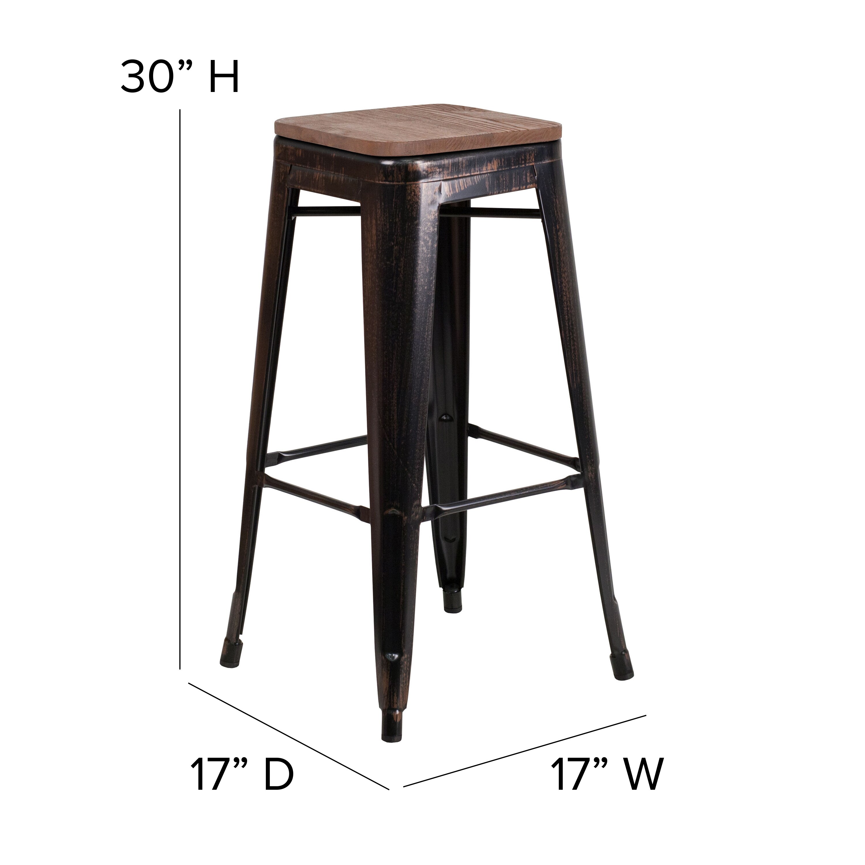 Flash Furniture Black-antique Gold 30-in H Bar height Stackable Metal ...