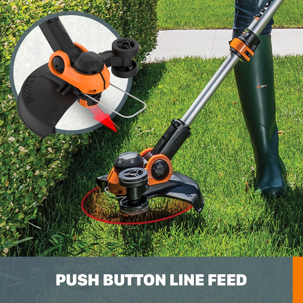 WORX POWER SHARE 20-volt 12-in Telescopic Battery String Trimmer with Edger Conversion Capable 2 Ah (Battery Charger Included) in the String Trimmers department