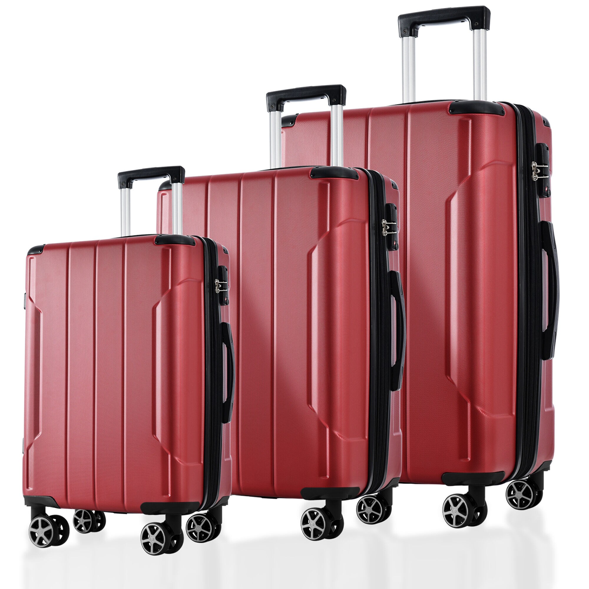 Bybafun YD9500020 29.5" X 18.5" X 11.6" Red Plastic Hardshell Suitcase set 3 -Bag